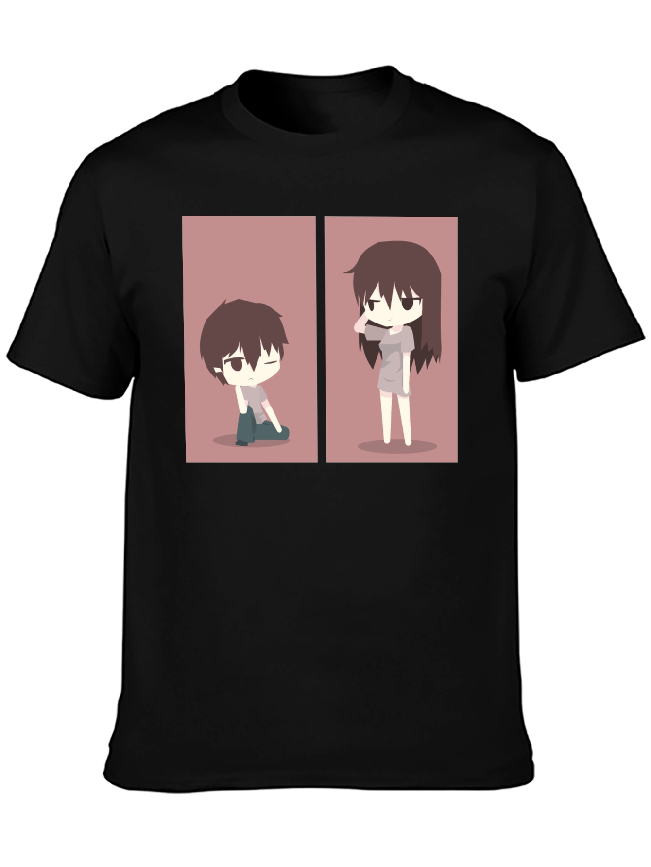 Anime Couple Matching T-Shirt - Black