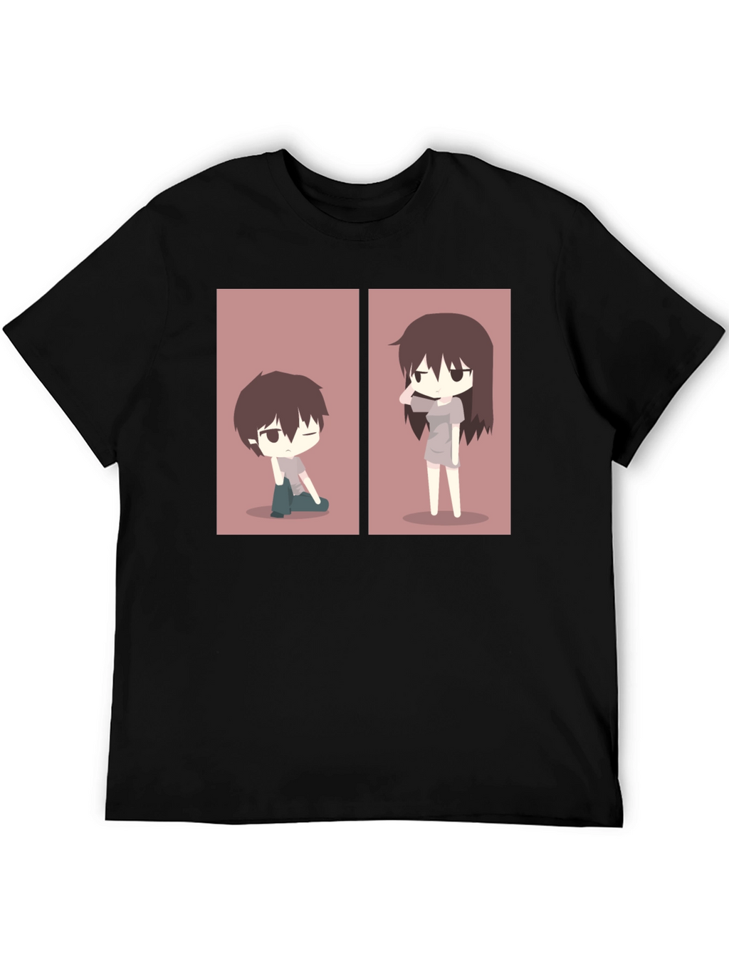 Anime Couple Matching T-Shirt - Black