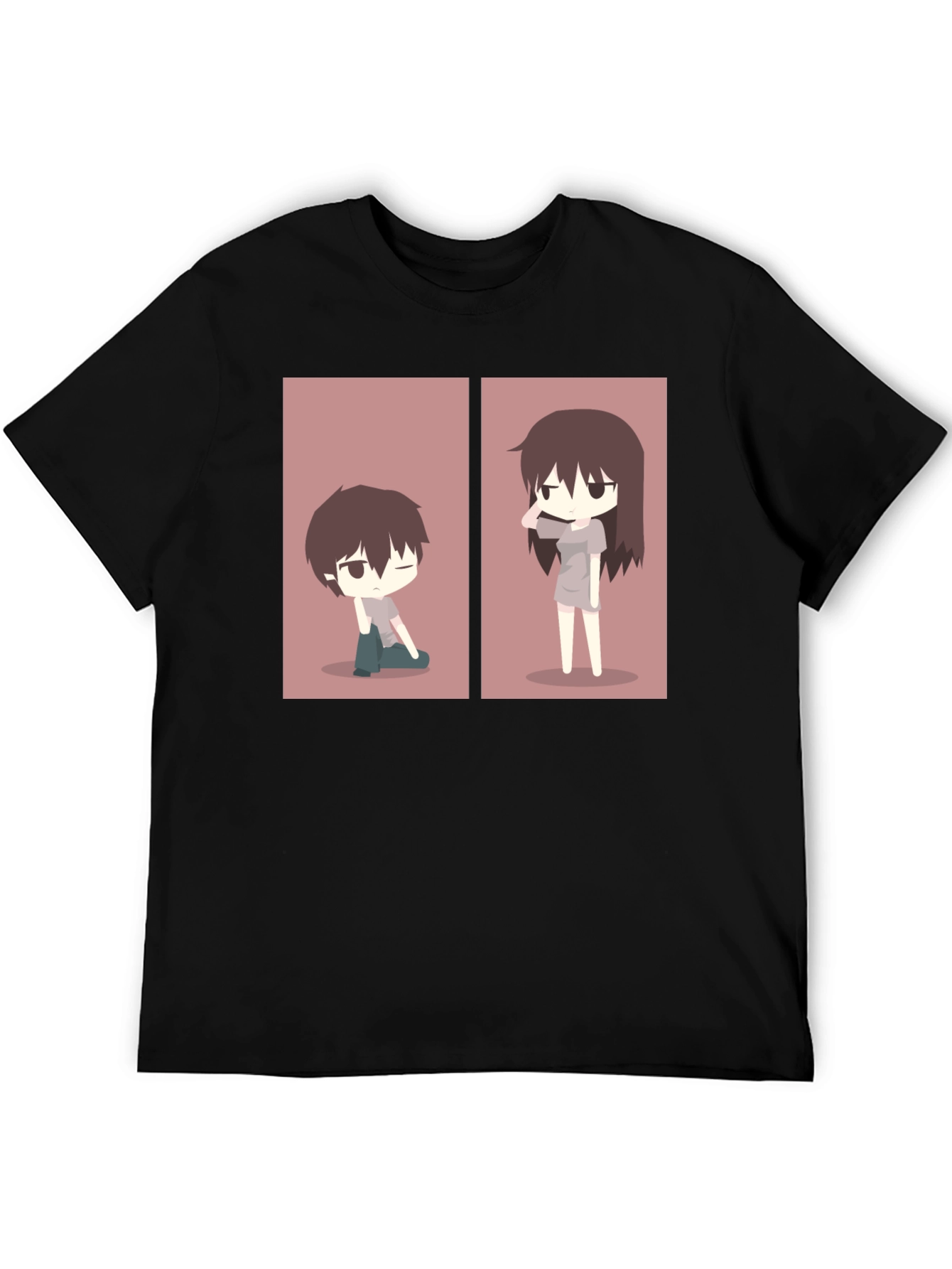 Anime Couple Matching T-Shirt - Black