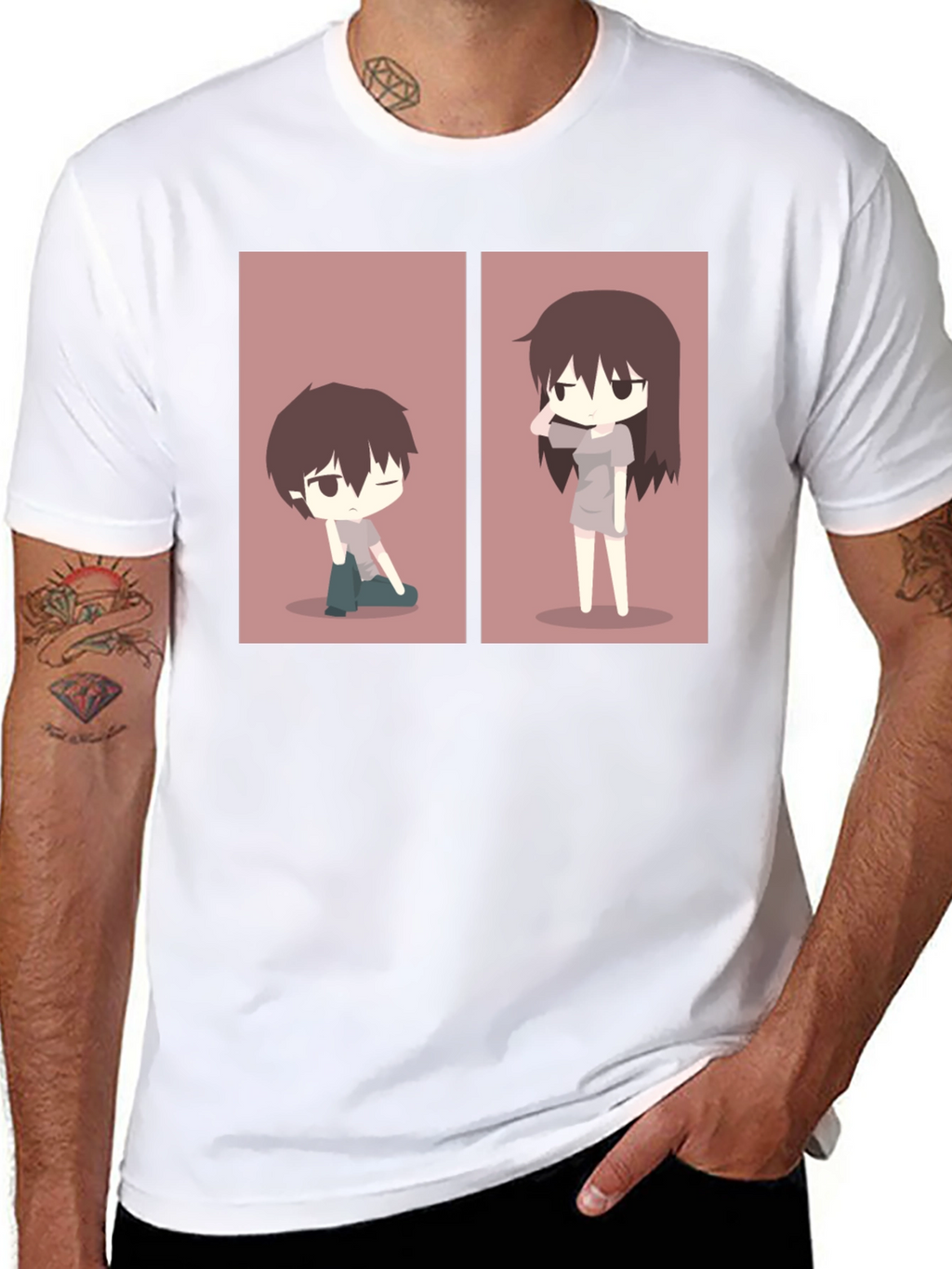 Anime Couple Matching T-Shirt - Black