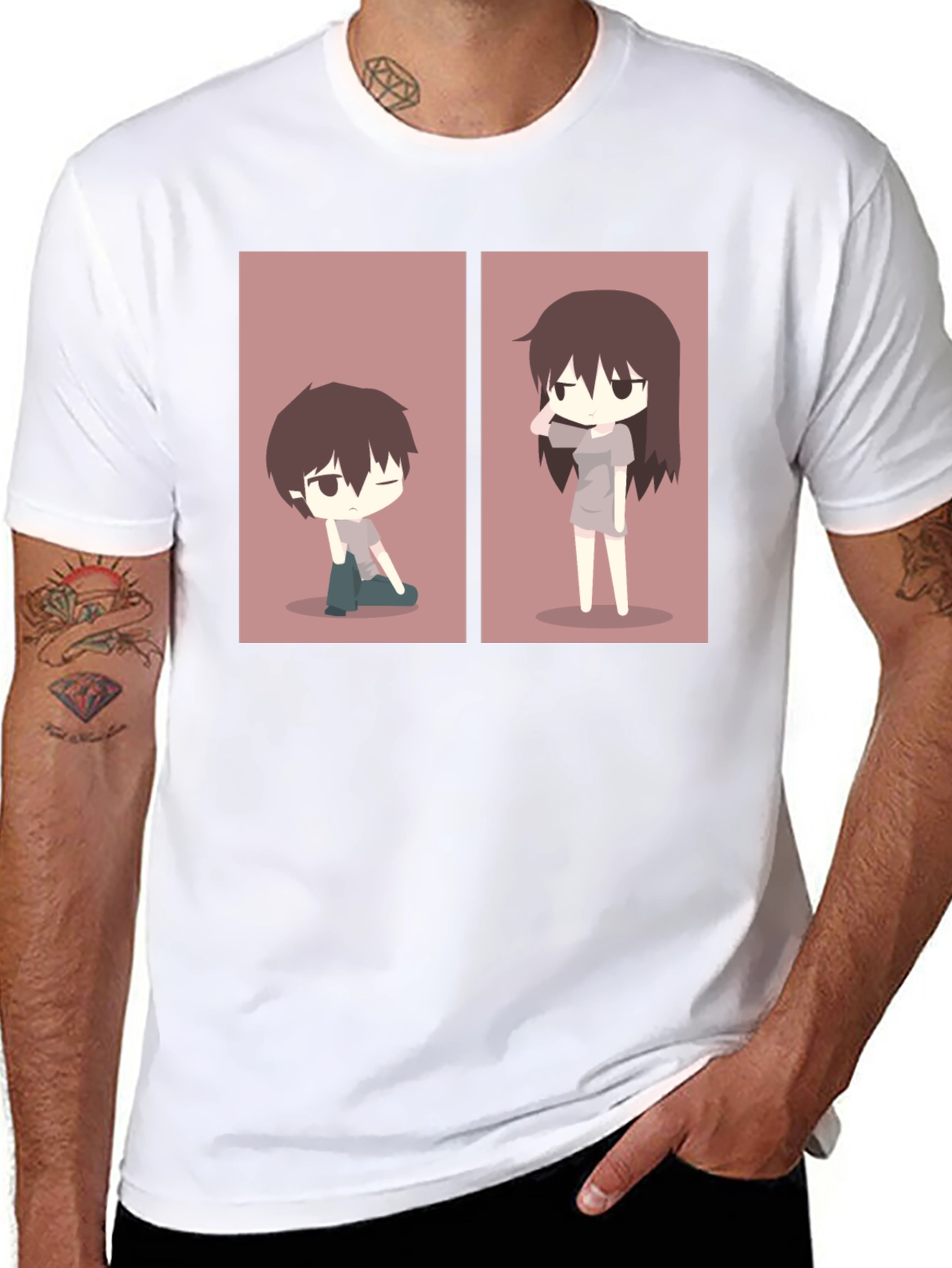 Anime Couple Matching T-Shirt - Black