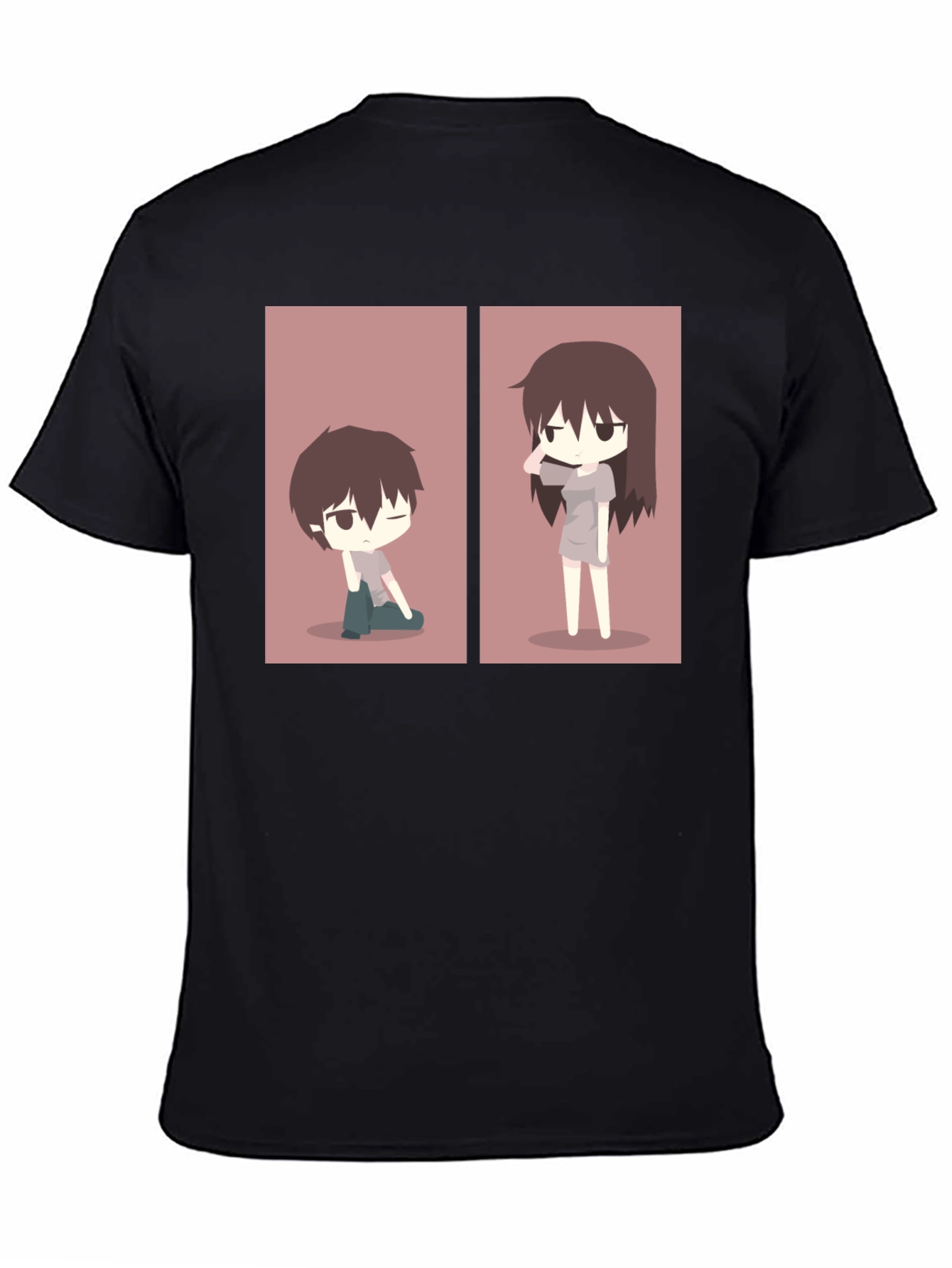 Anime Couple Matching T-Shirt - Black
