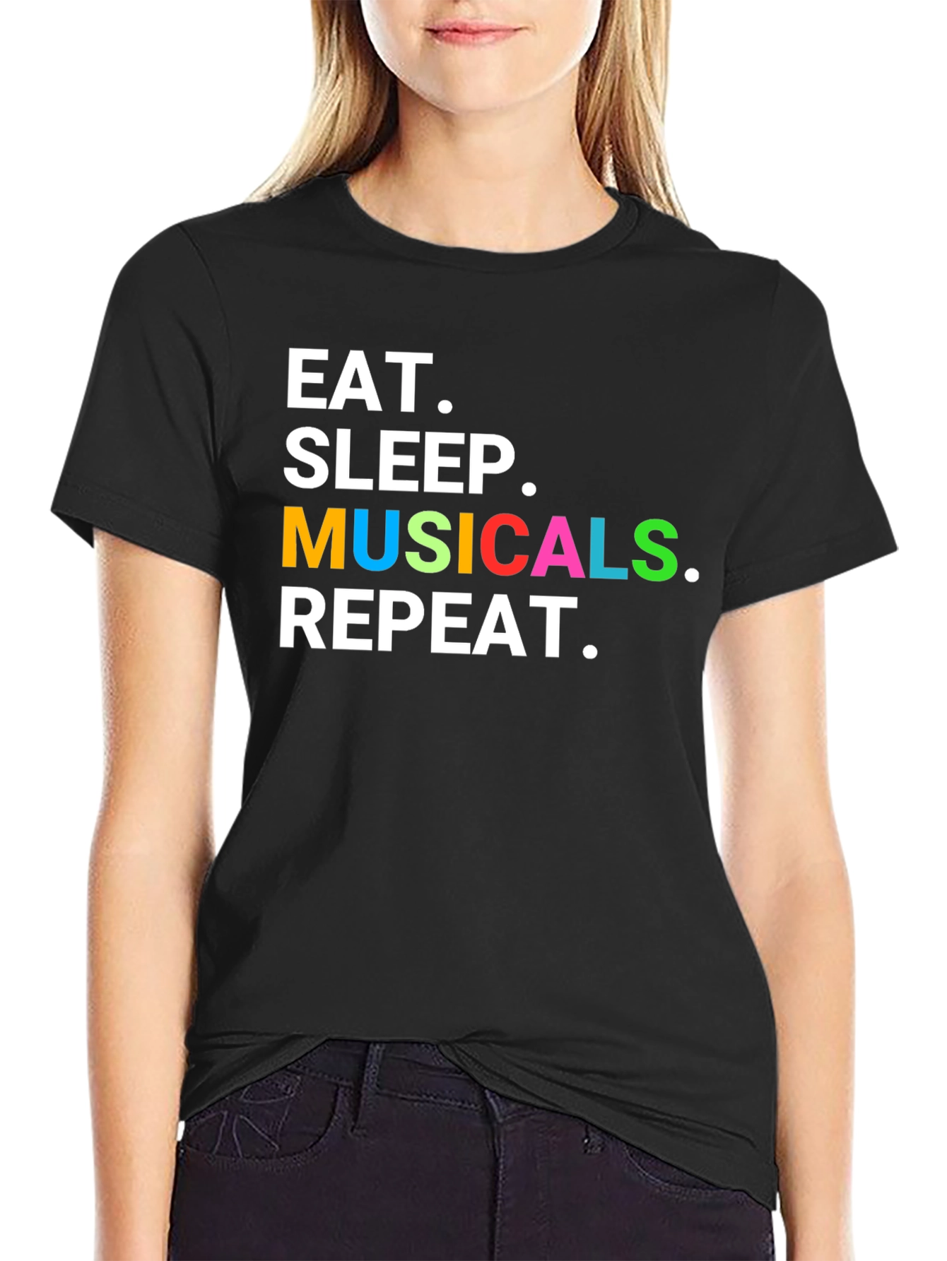 Eat Sleep Musicals Repeat T-Shirt - Theater Lover Gift