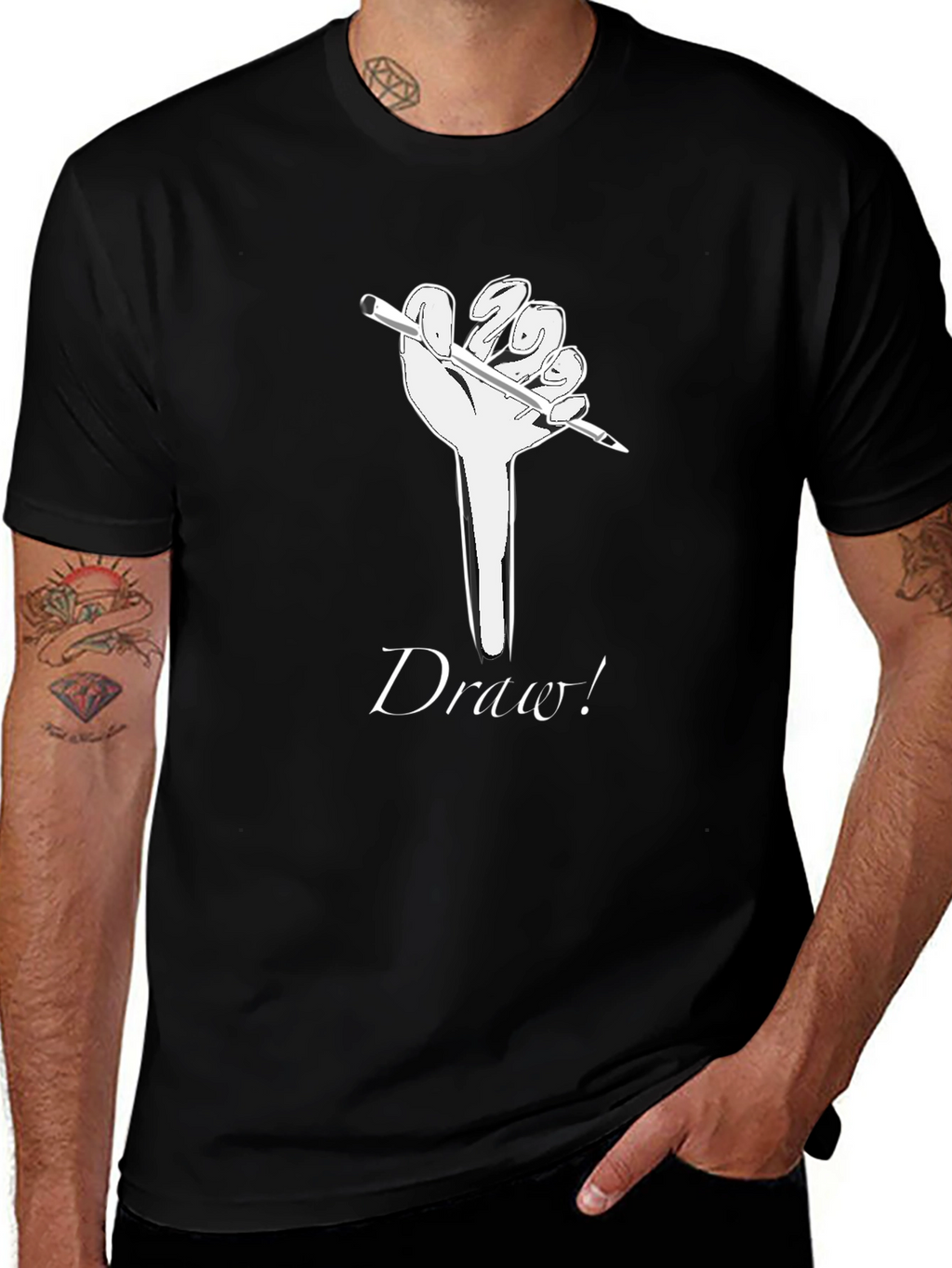 Draw! Graphic Tee - Black Cotton Artist T-Shirt