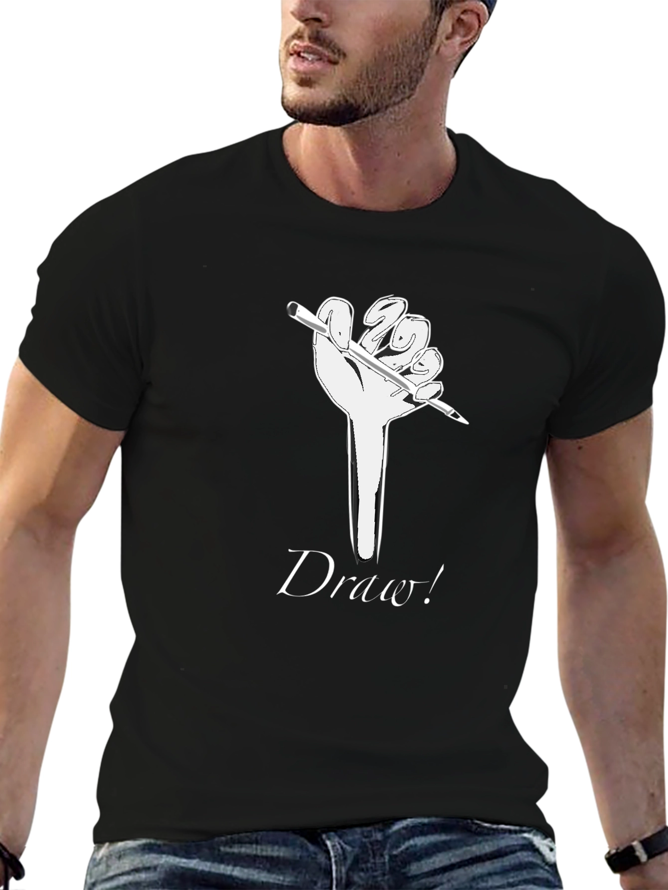 Draw! Graphic Tee - Black Cotton Artist T-Shirt