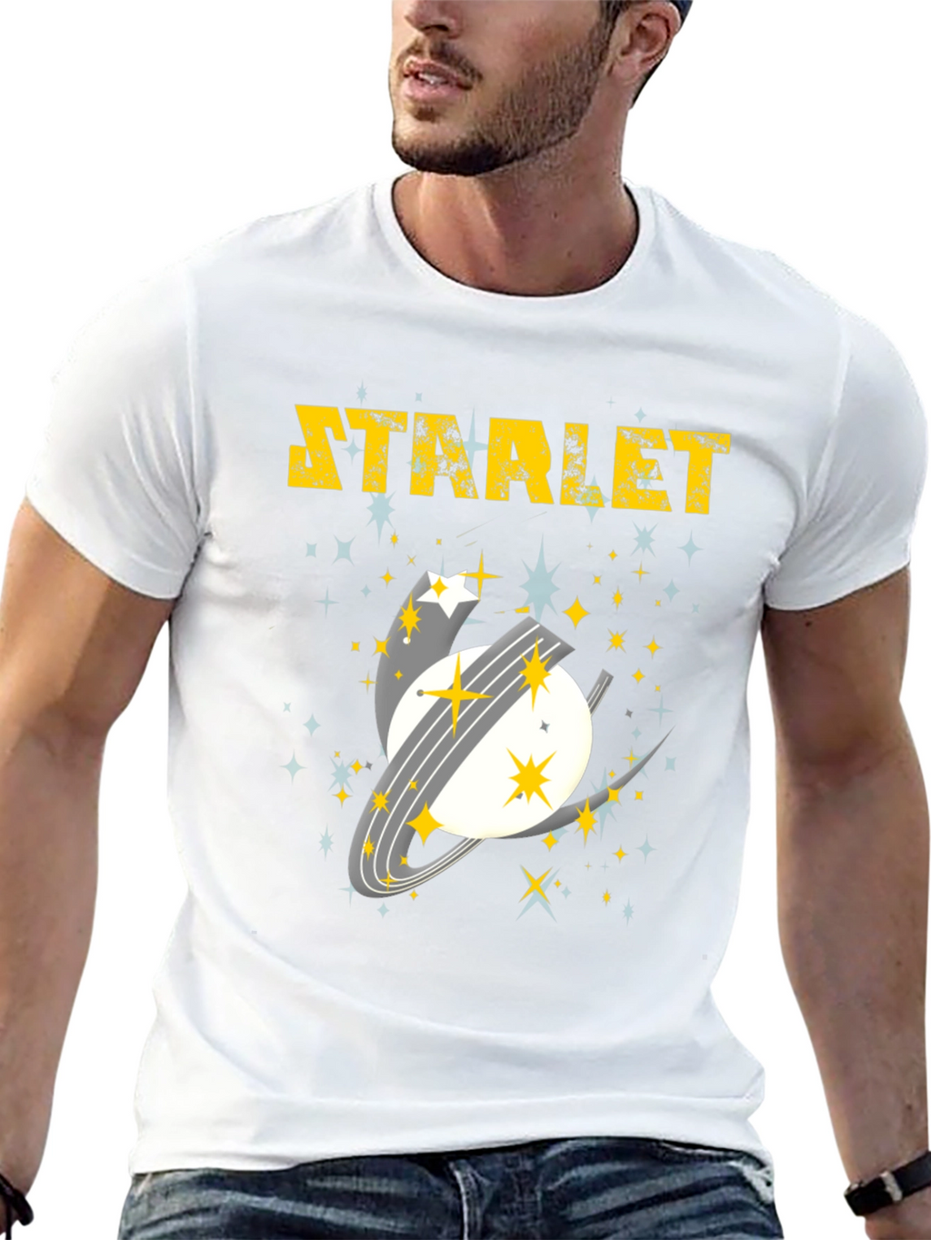 Starlet Space Graphic Tee - Mens Black Cotton T-Shirt