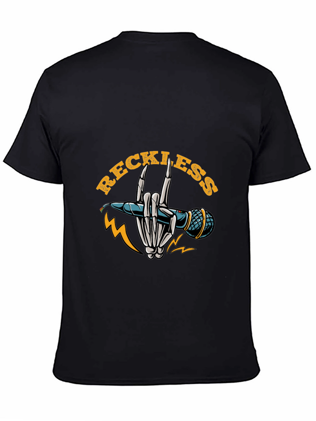 Reckless Rocker Skeleton Hand Microphone T-Shirt