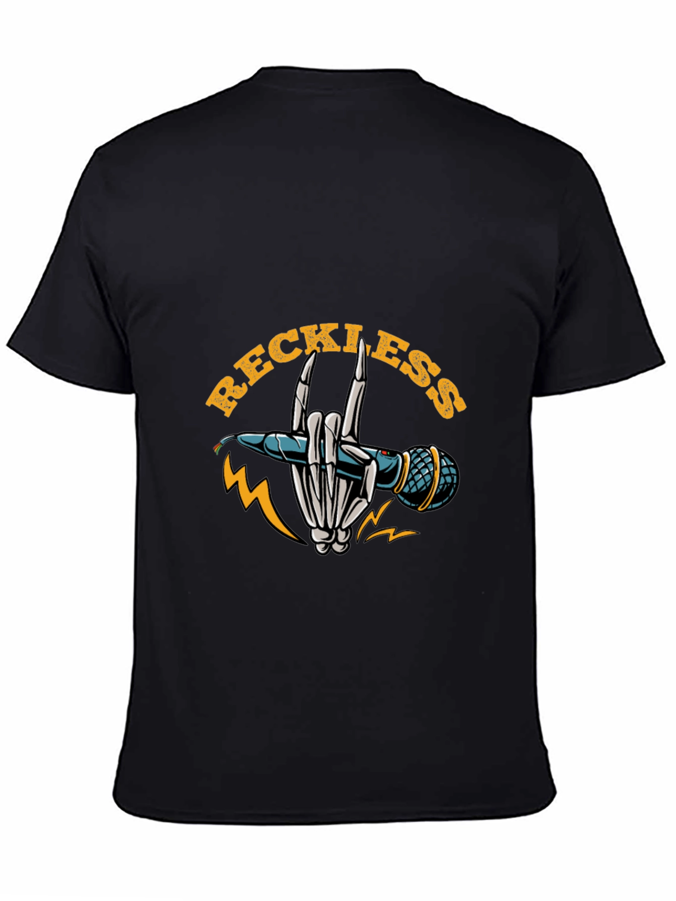 Reckless Rocker Skeleton Hand Microphone T-Shirt
