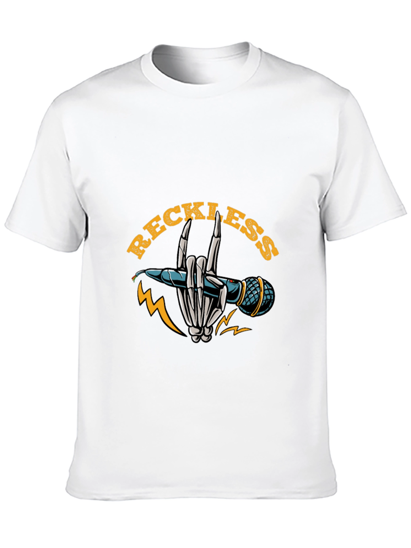 Reckless Rocker Skeleton Hand Microphone T-Shirt