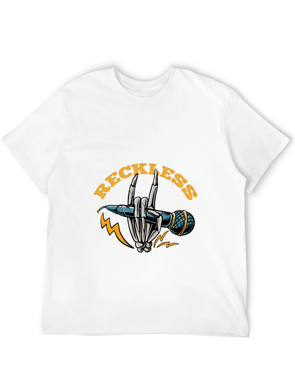 Reckless Rocker Skeleton Hand Microphone T-Shirt