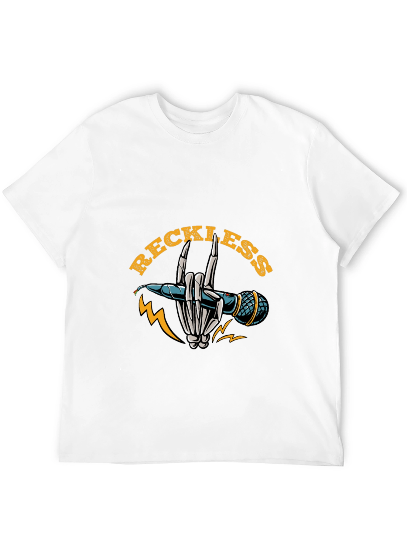 Reckless Rocker Skeleton Hand Microphone T-Shirt