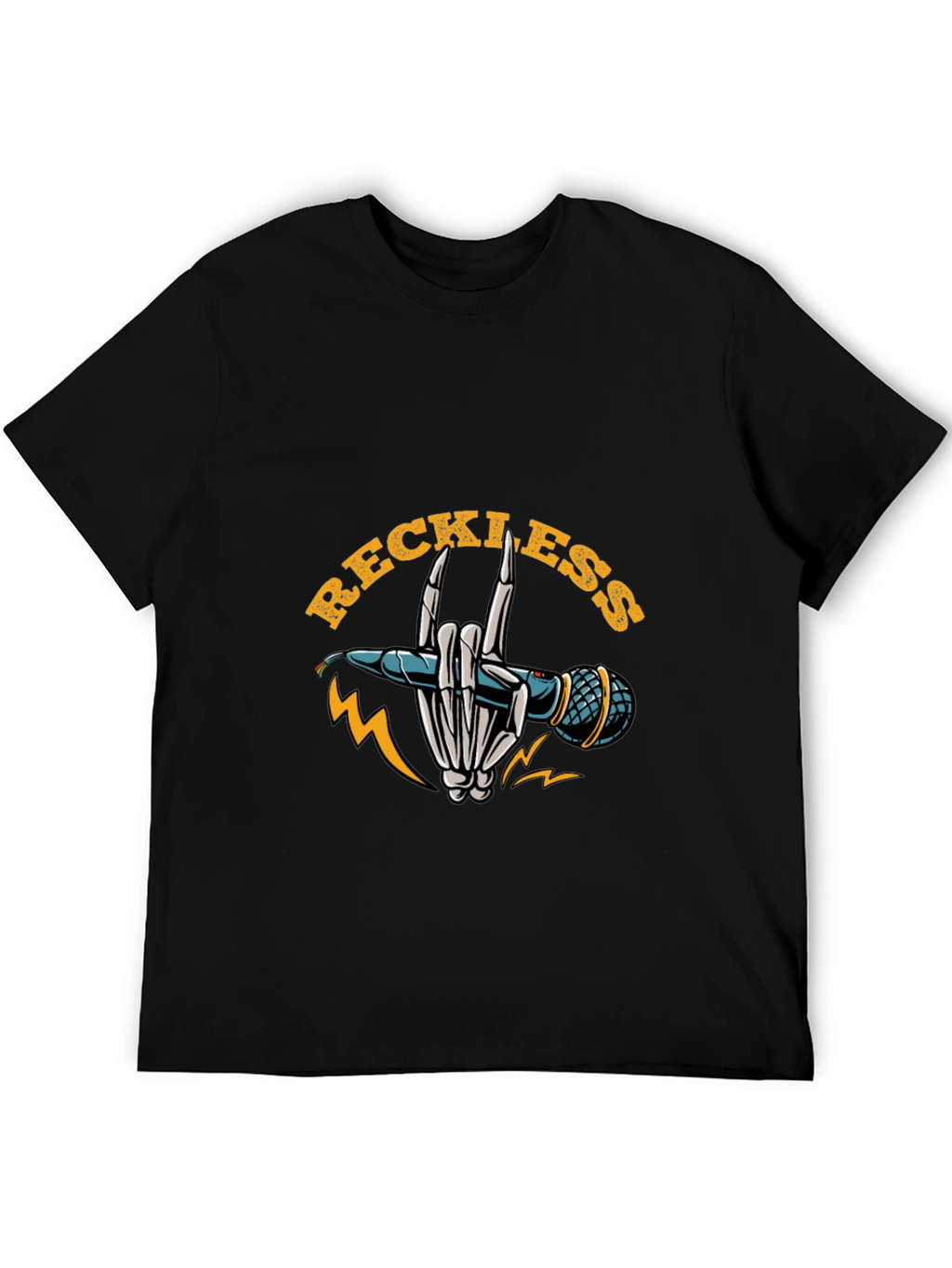 Reckless Rocker Skeleton Hand Microphone T-Shirt