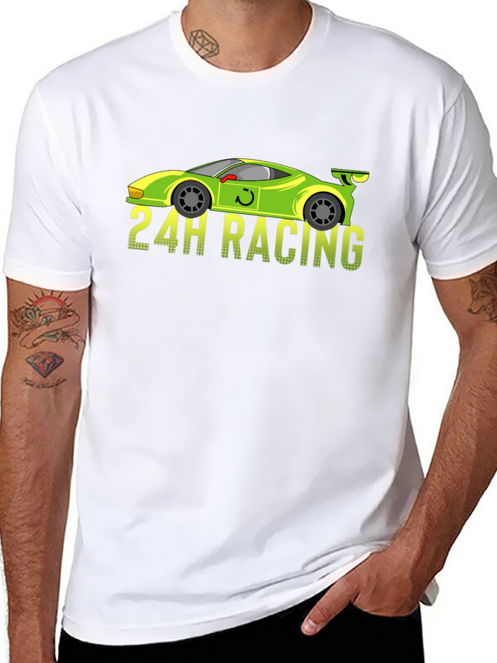 24H Racing Car Graphic Black T-Shirt