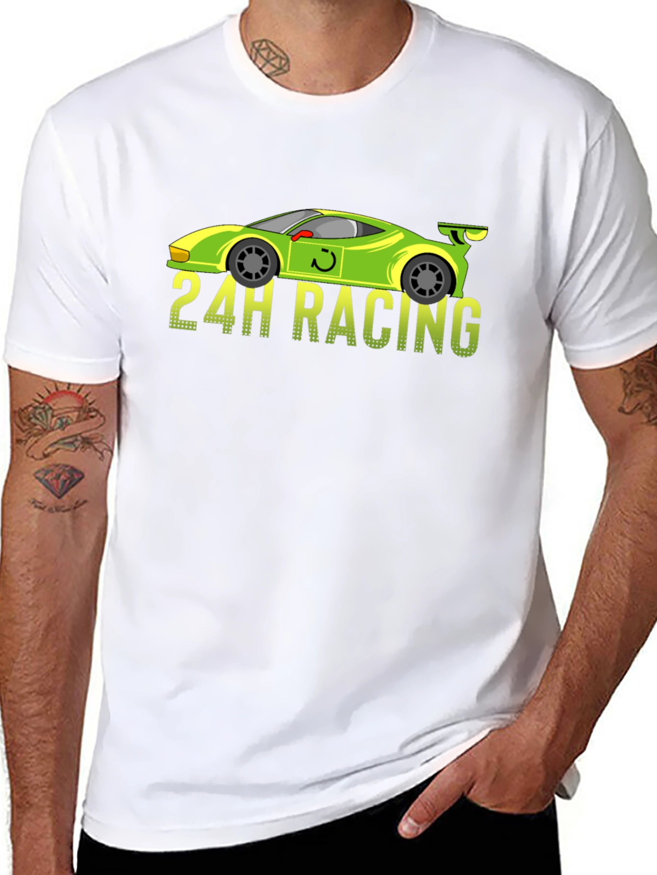 24H Racing Car Graphic Black T-Shirt
