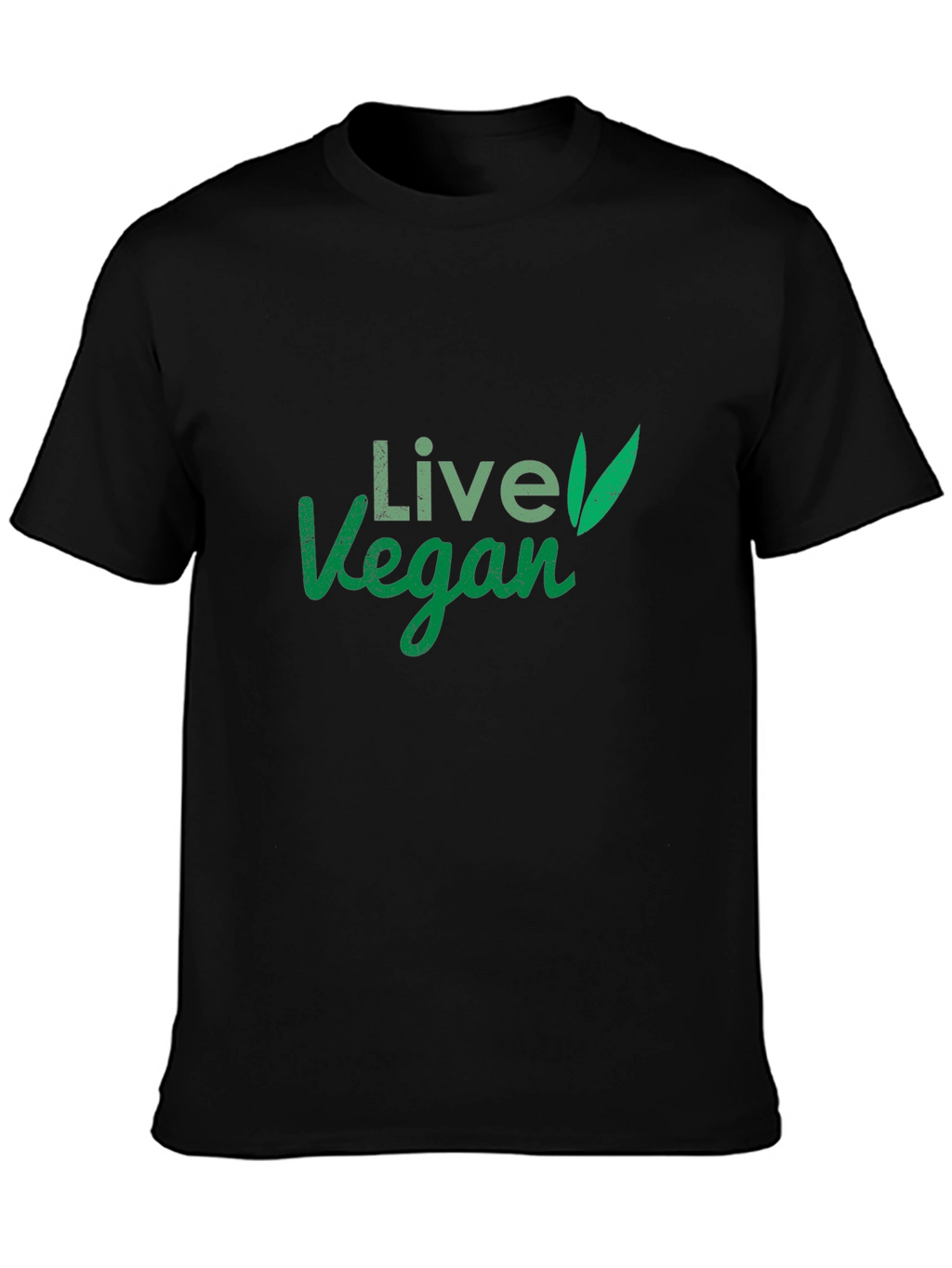 Live Vegan T-Shirt: Green Leaf Design Comfortable Fit