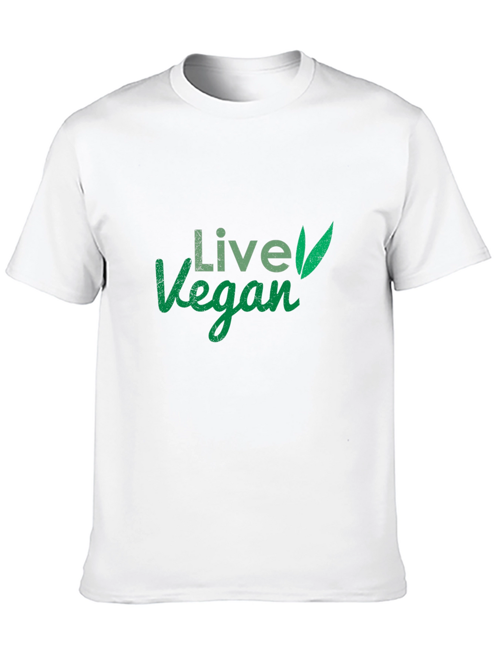 Live Vegan T-Shirt: Green Leaf Design Comfortable Fit