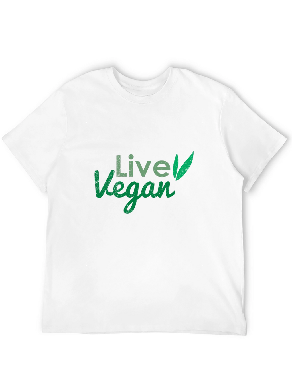 Live Vegan T-Shirt: Green Leaf Design Comfortable Fit