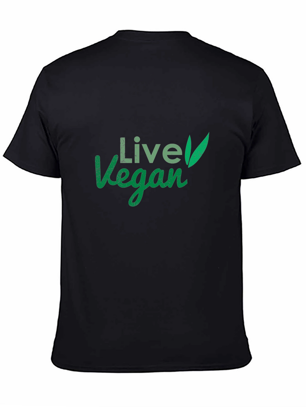 Live Vegan T-Shirt: Green Leaf Design Comfortable Fit