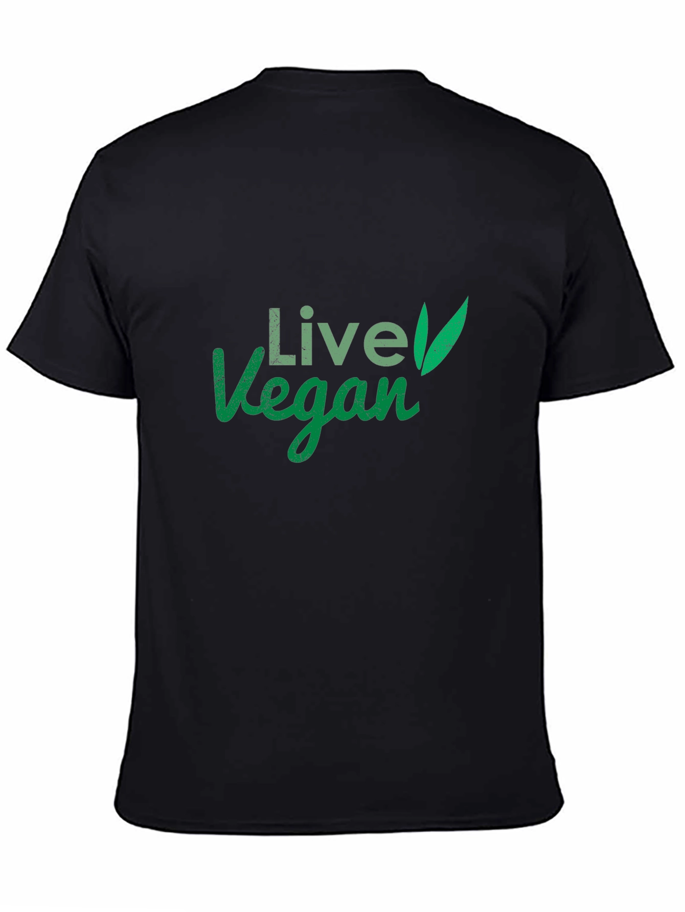 Live Vegan T-Shirt: Green Leaf Design Comfortable Fit