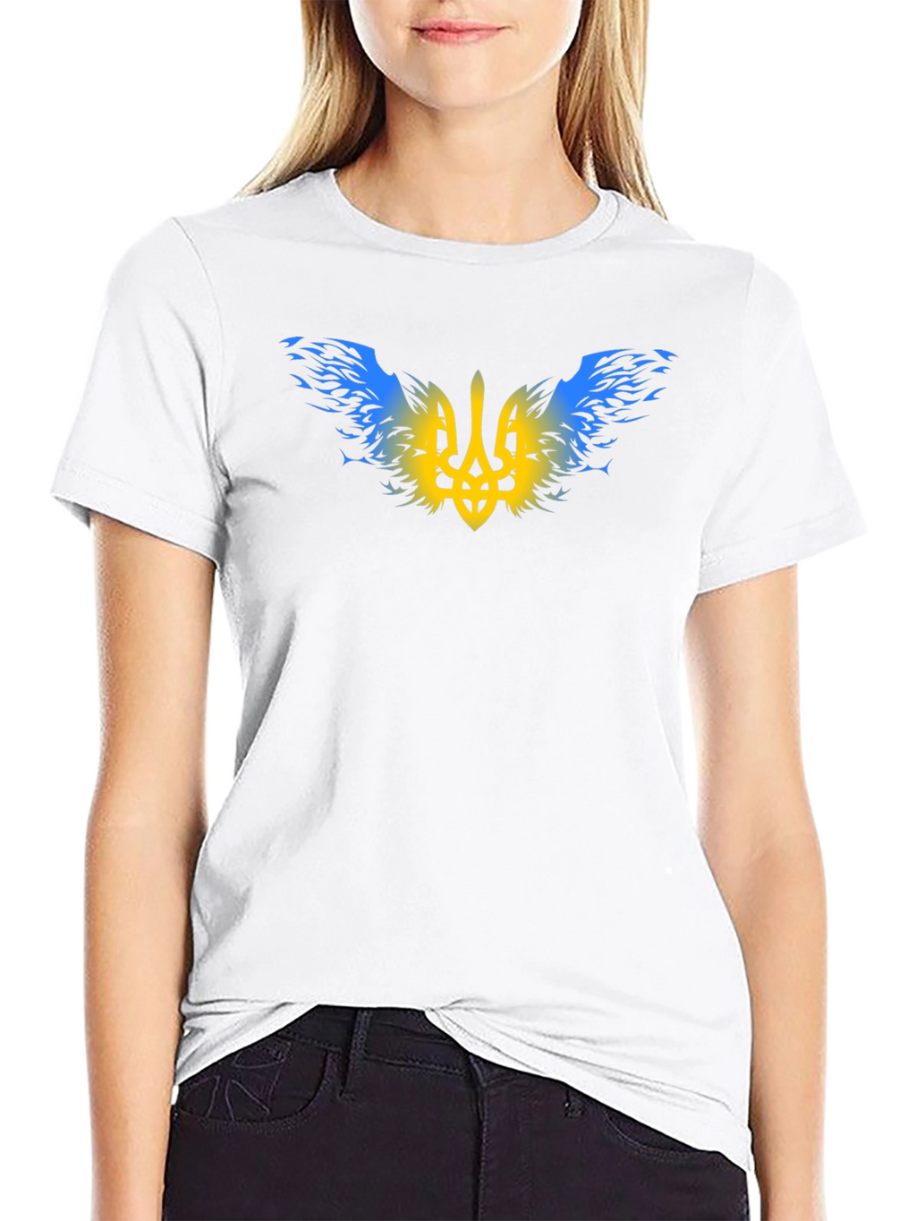 Ukraine Trident T-Shirt - Blue & Yellow Emblem Tee