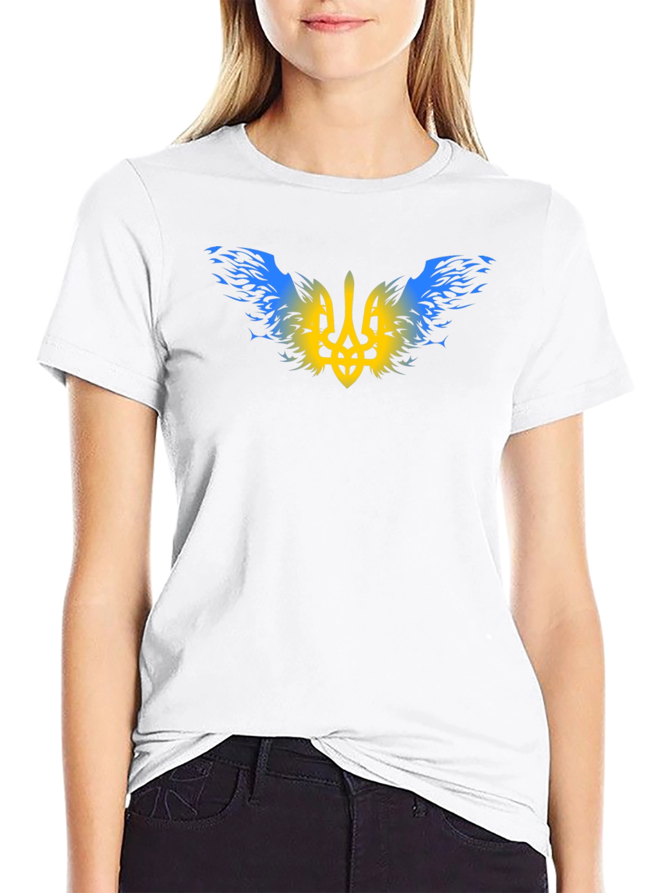 Ukraine Trident T-Shirt - Blue & Yellow Emblem Tee