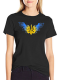 Ukraine Trident T-Shirt - Blue & Yellow Emblem Tee