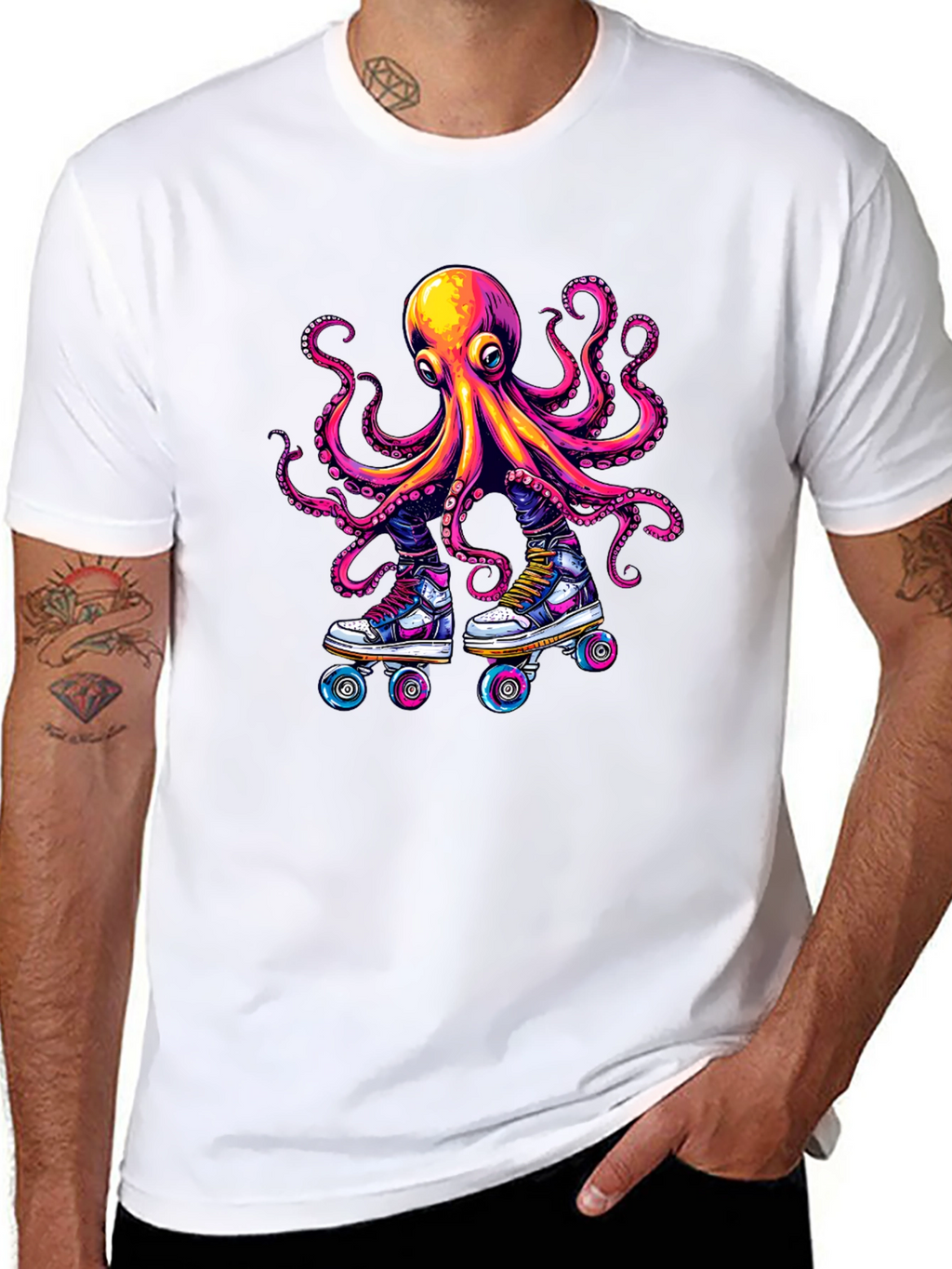 Octopus Roller Skate T-Shirt - Black Cotton Tee