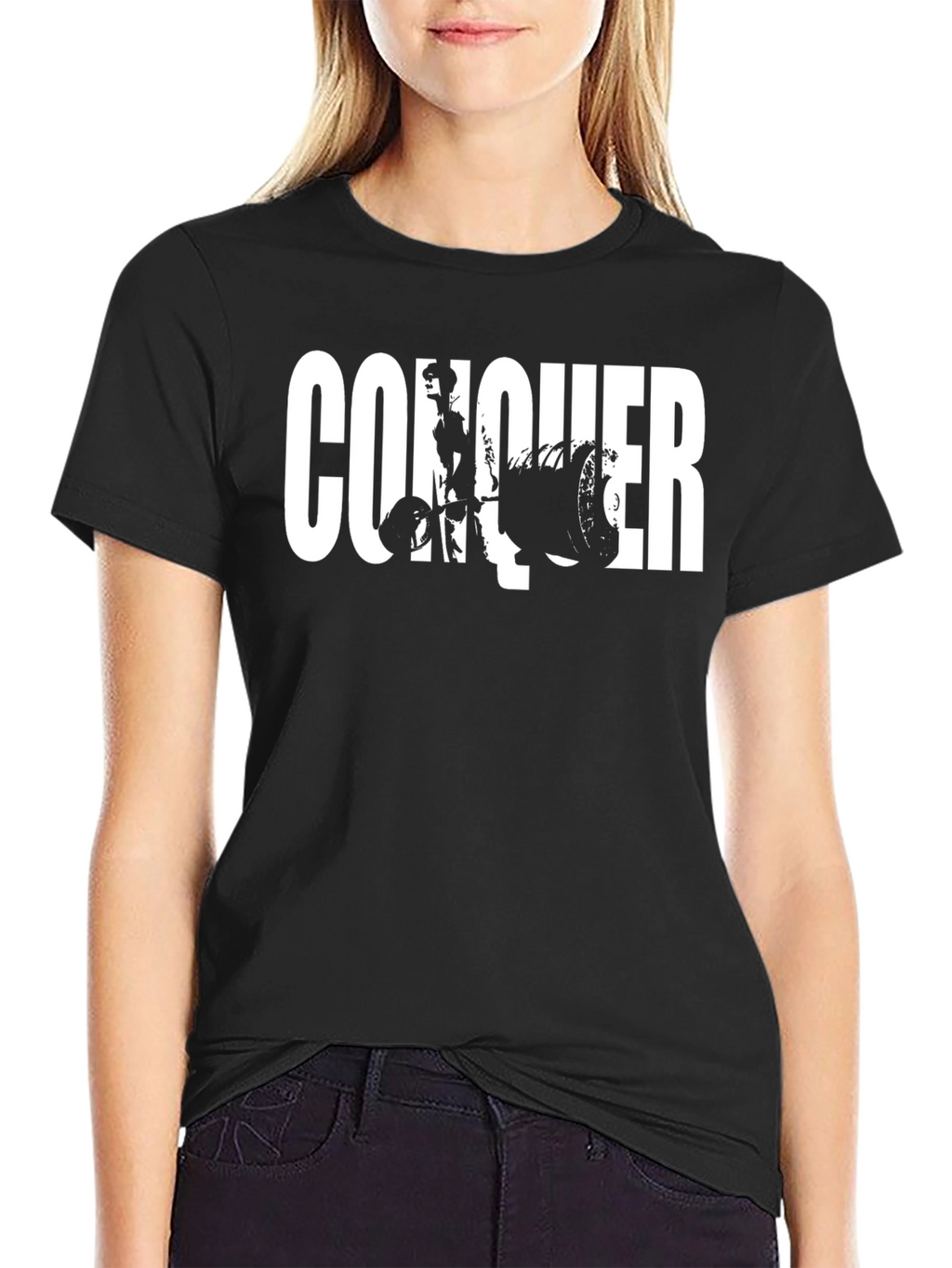 Conquer Graphic Print Black T-Shirt