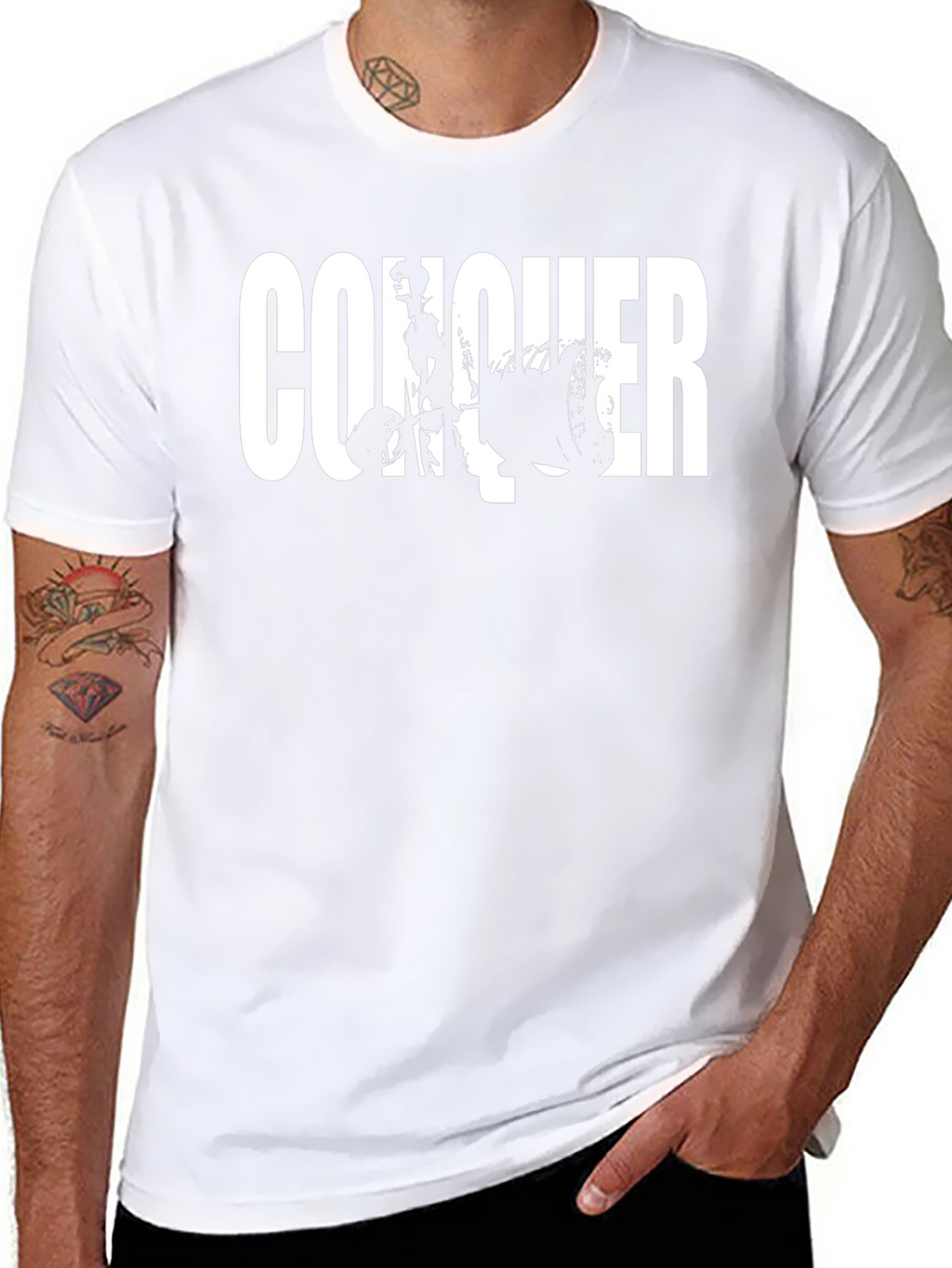 Conquer Graphic Print Black T-Shirt