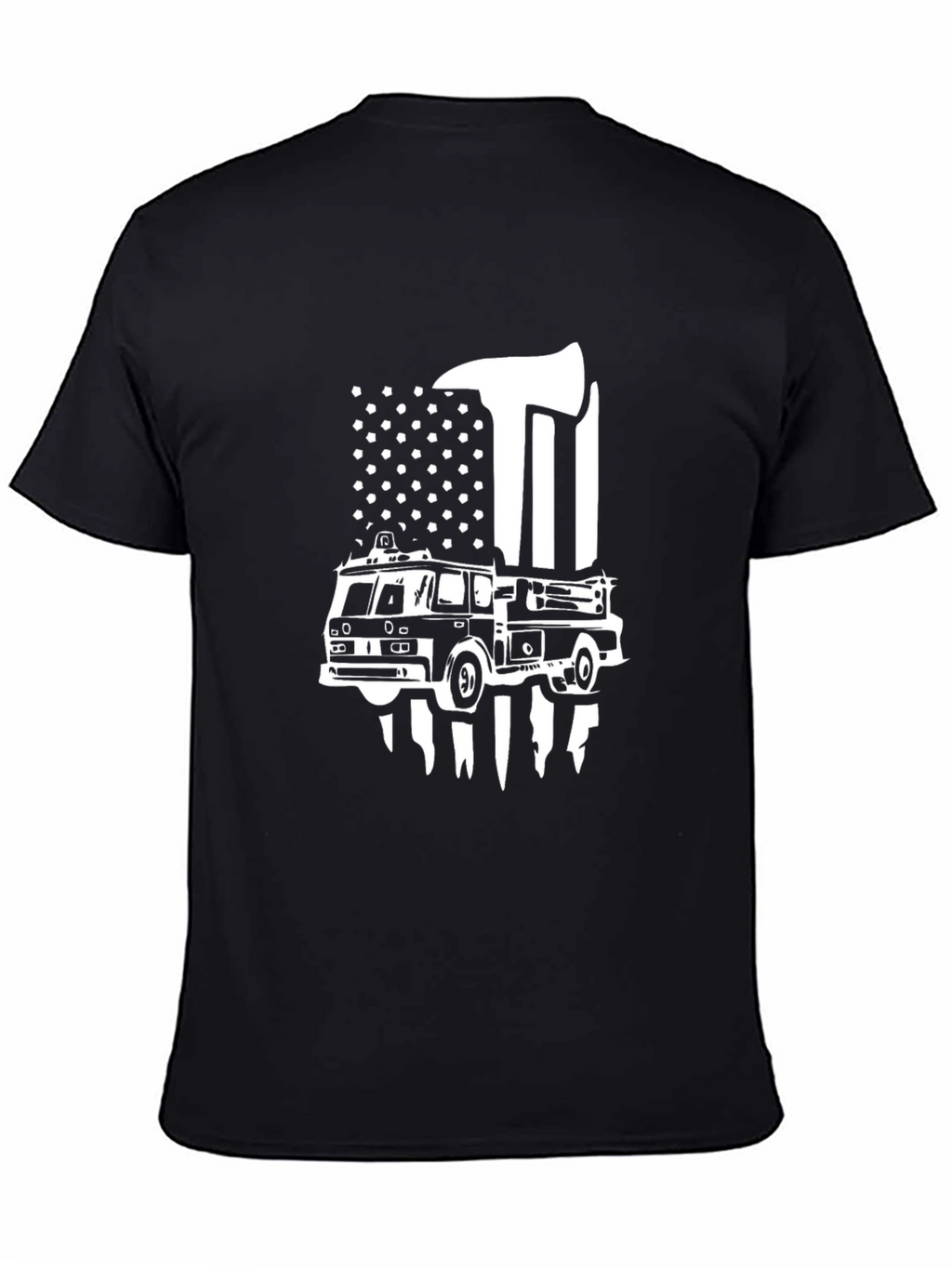 Firefighter T-Shirt: Axe & Firetruck Design