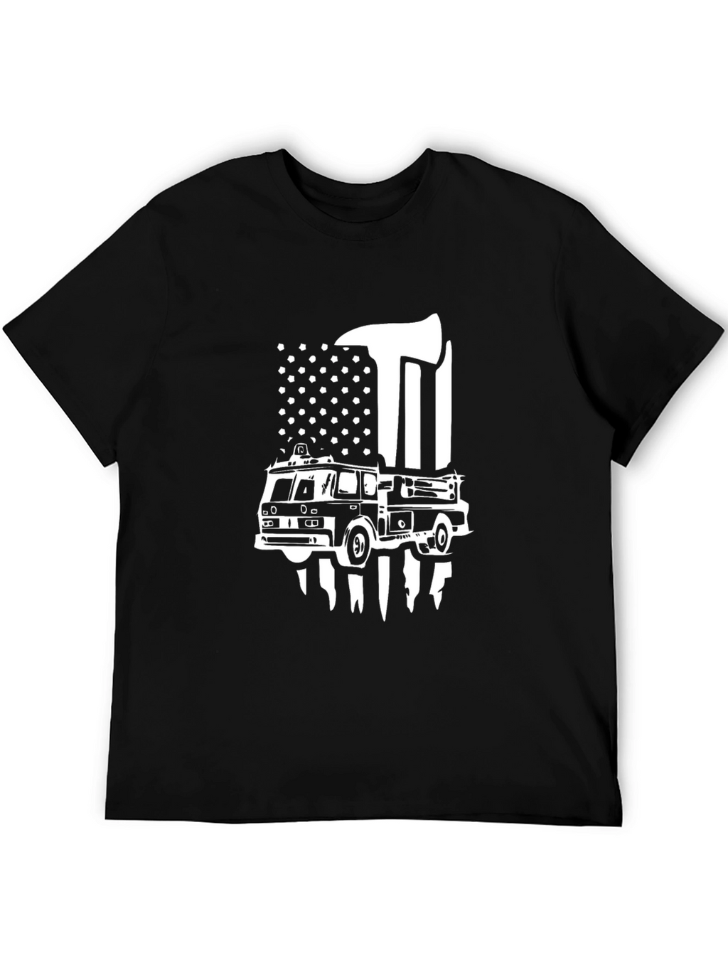 Firefighter T-Shirt: Axe & Firetruck Design