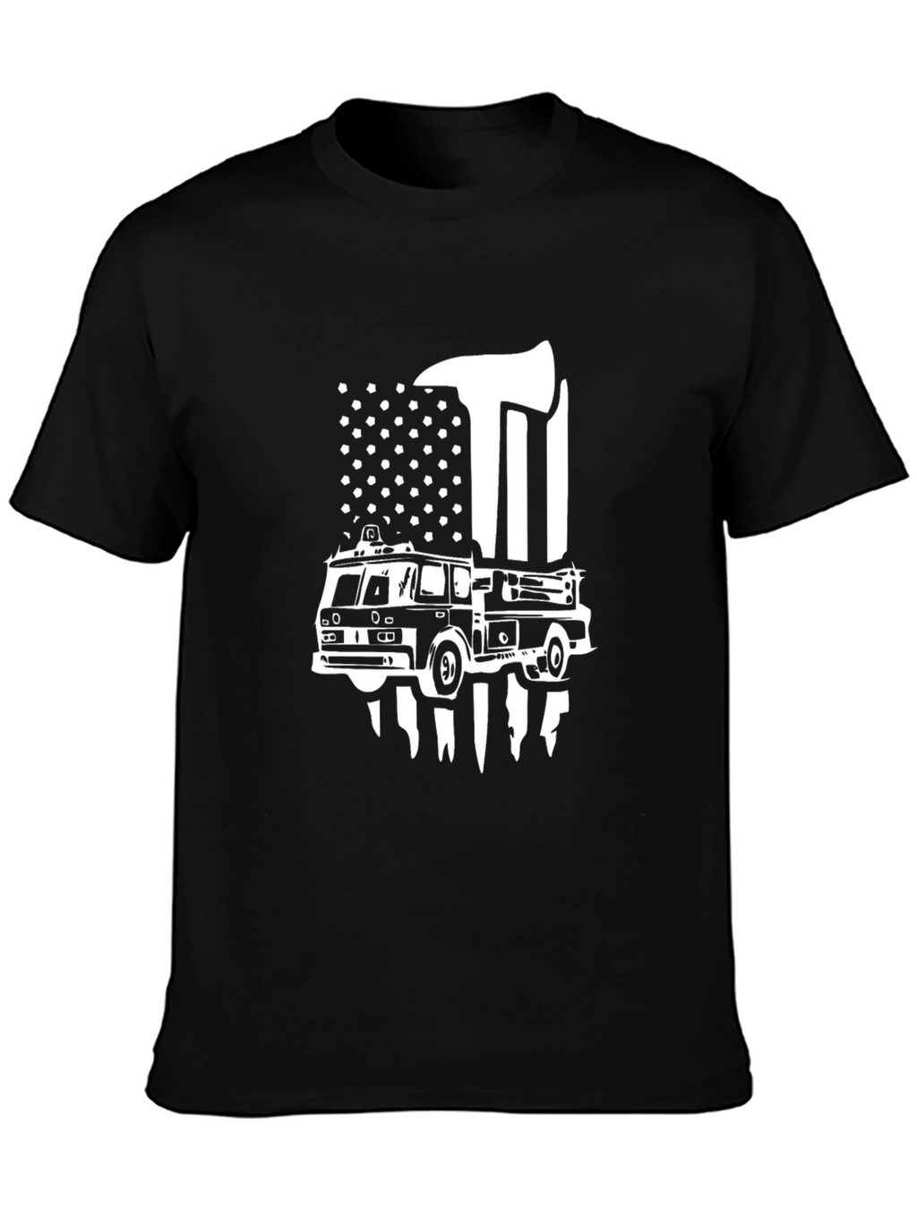 Firefighter T-Shirt: Axe & Firetruck Design