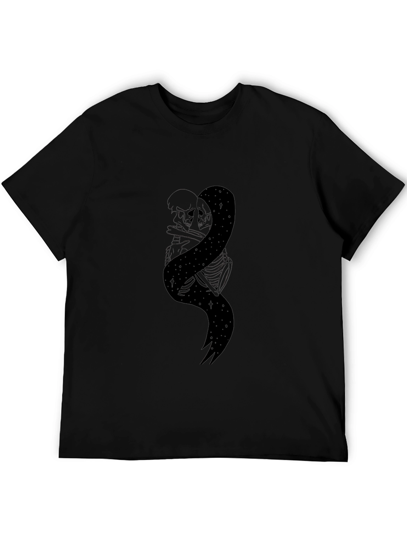 Mens Black Skeleton & Galaxy Graphic Tee