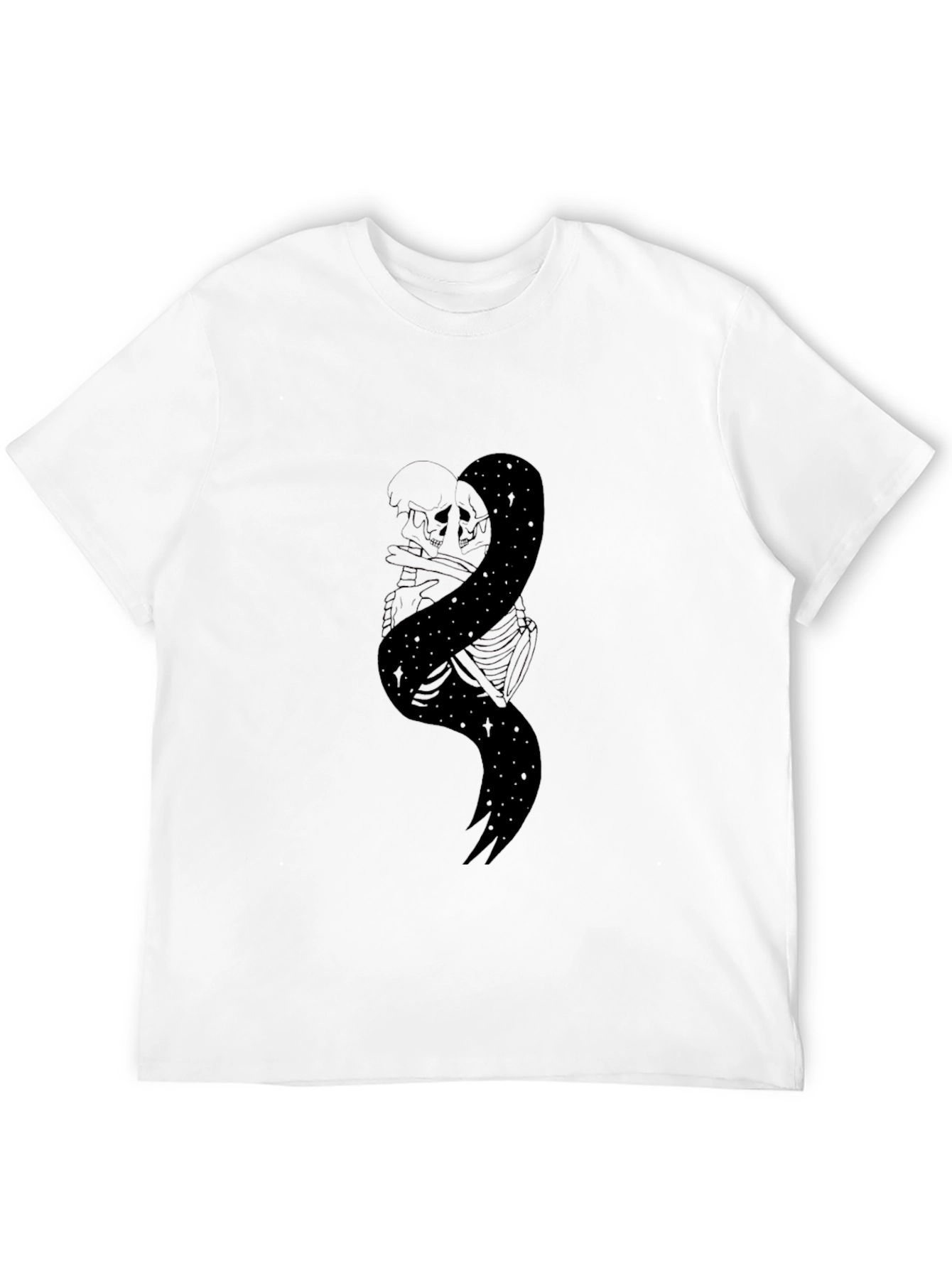 Mens Black Skeleton & Galaxy Graphic Tee
