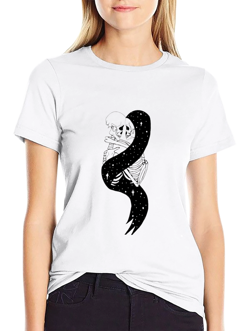 Mens Black Skeleton & Galaxy Graphic Tee