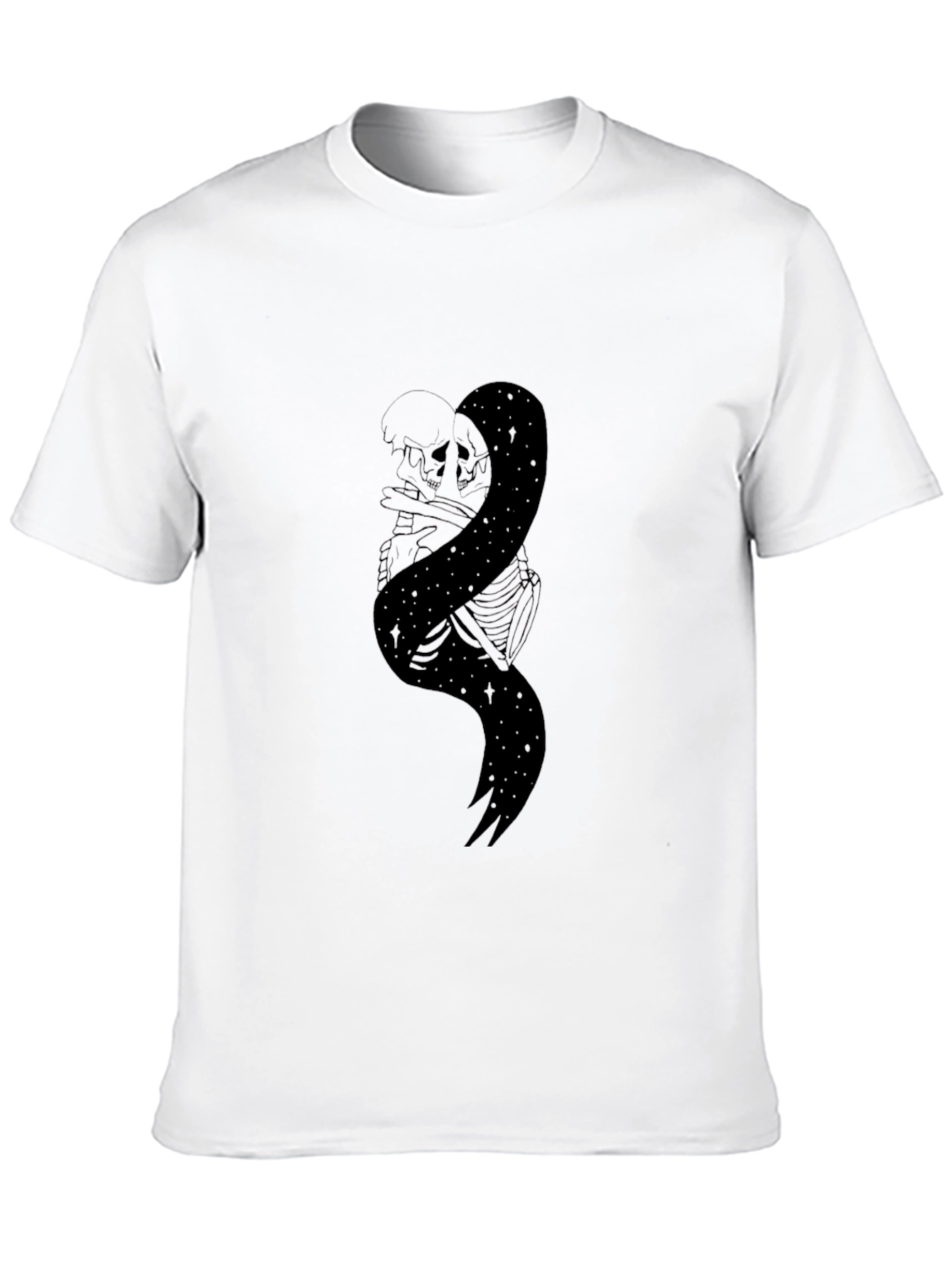 Mens Black Skeleton & Galaxy Graphic Tee