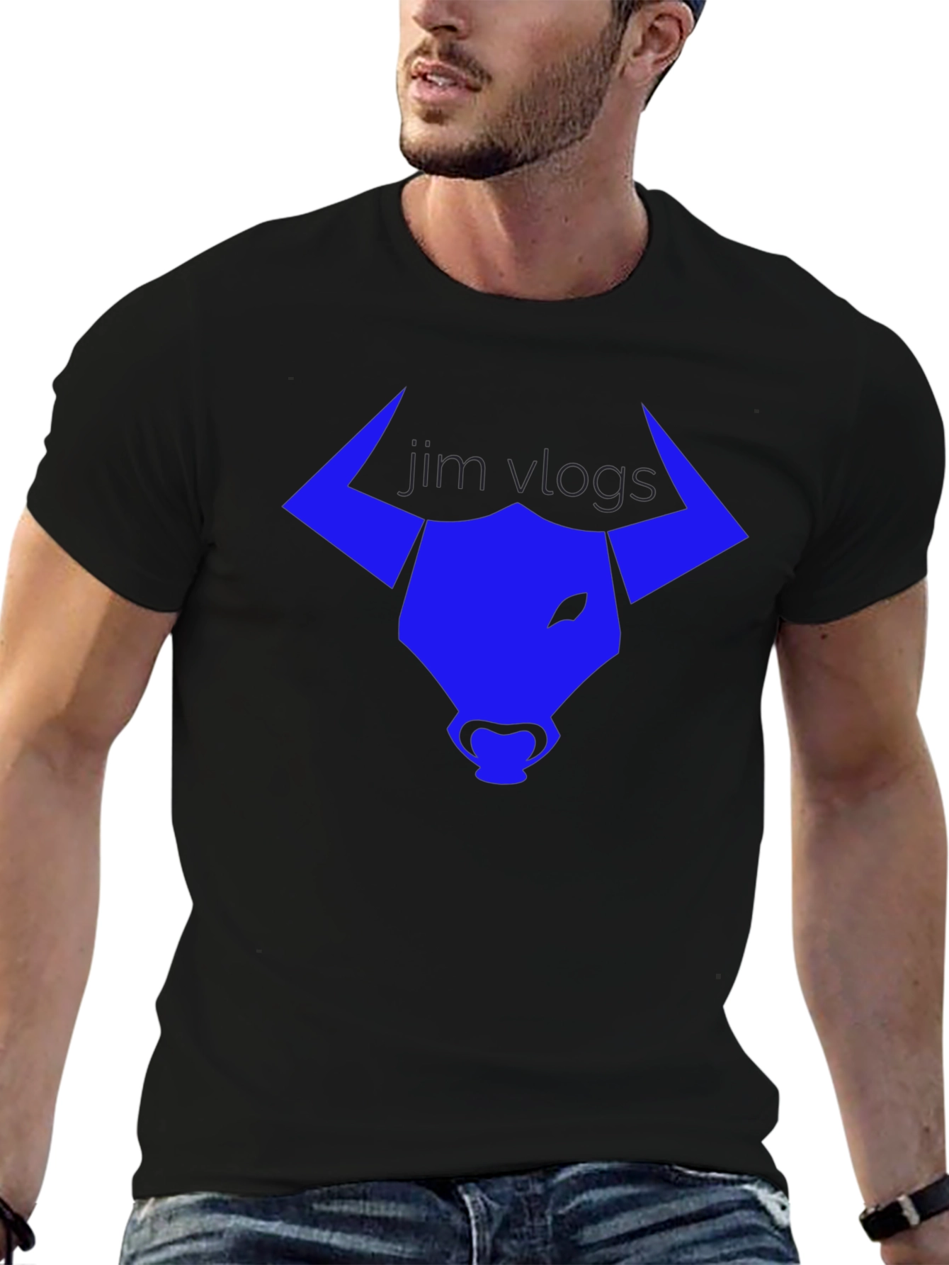 Jim Vlogs Bull Logo Black T-Shirt