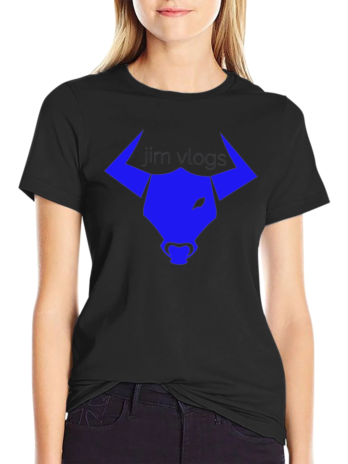 Jim Vlogs Bull Logo Black T-Shirt