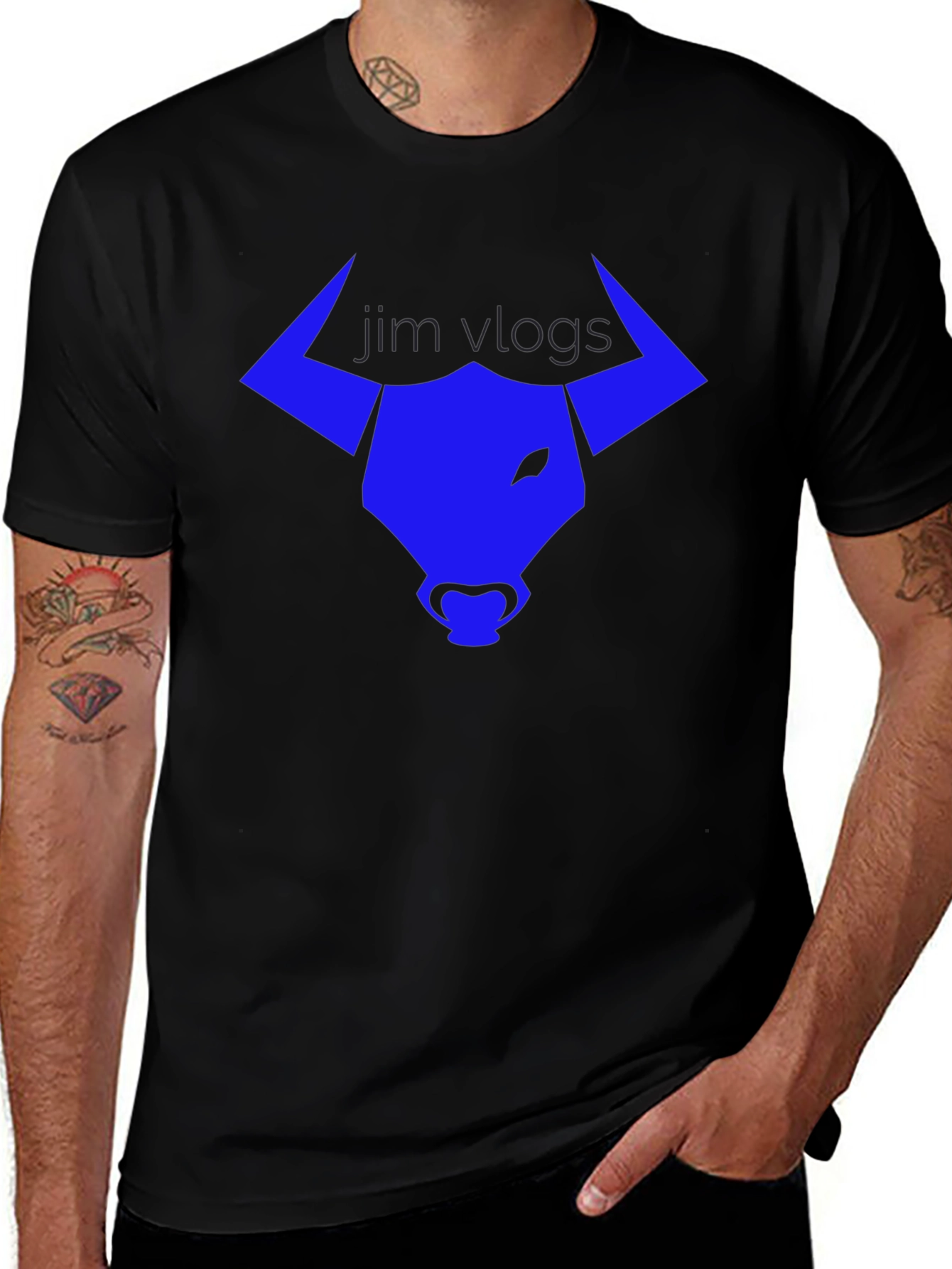 Jim Vlogs Bull Logo Black T-Shirt