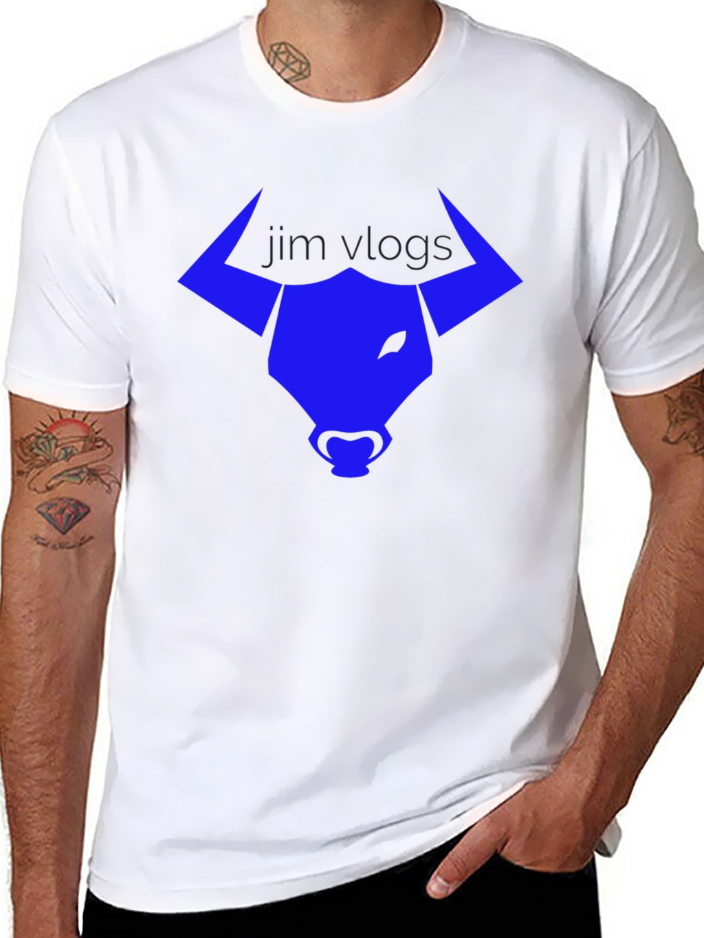 Jim Vlogs Bull Logo Black T-Shirt