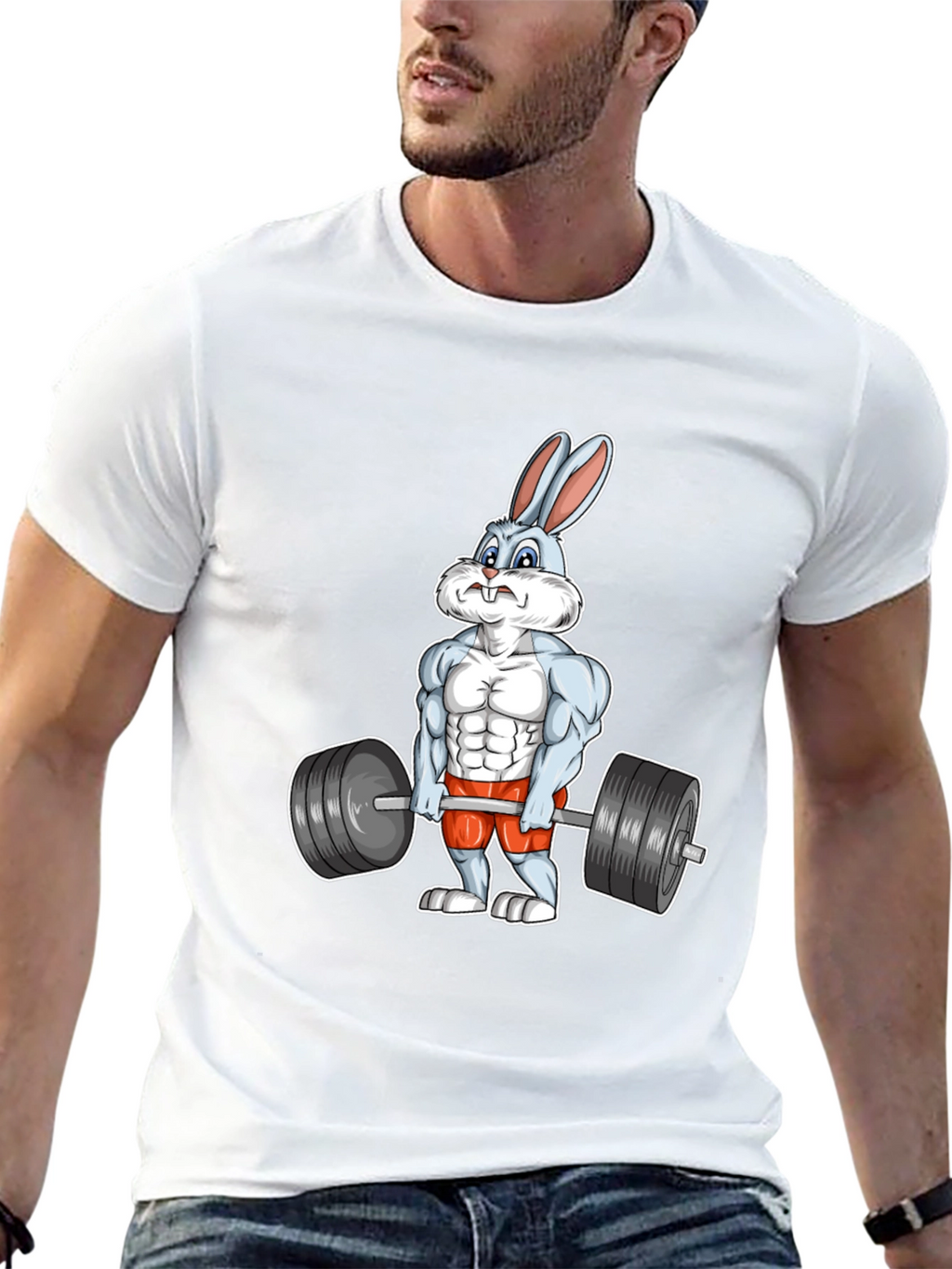 Workout Bunny Graphic T-Shirt - Black