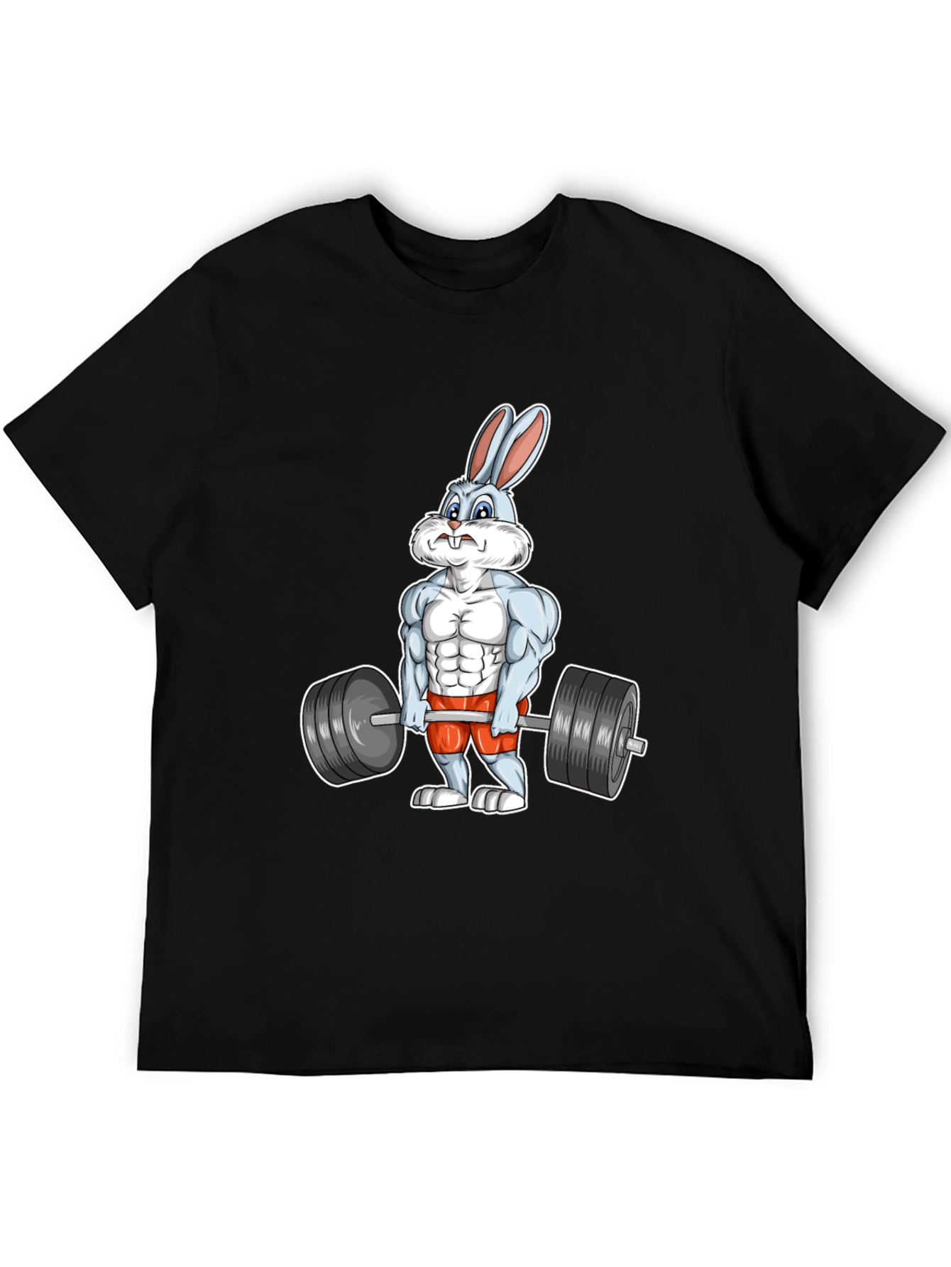 Workout Bunny Graphic T-Shirt - Black
