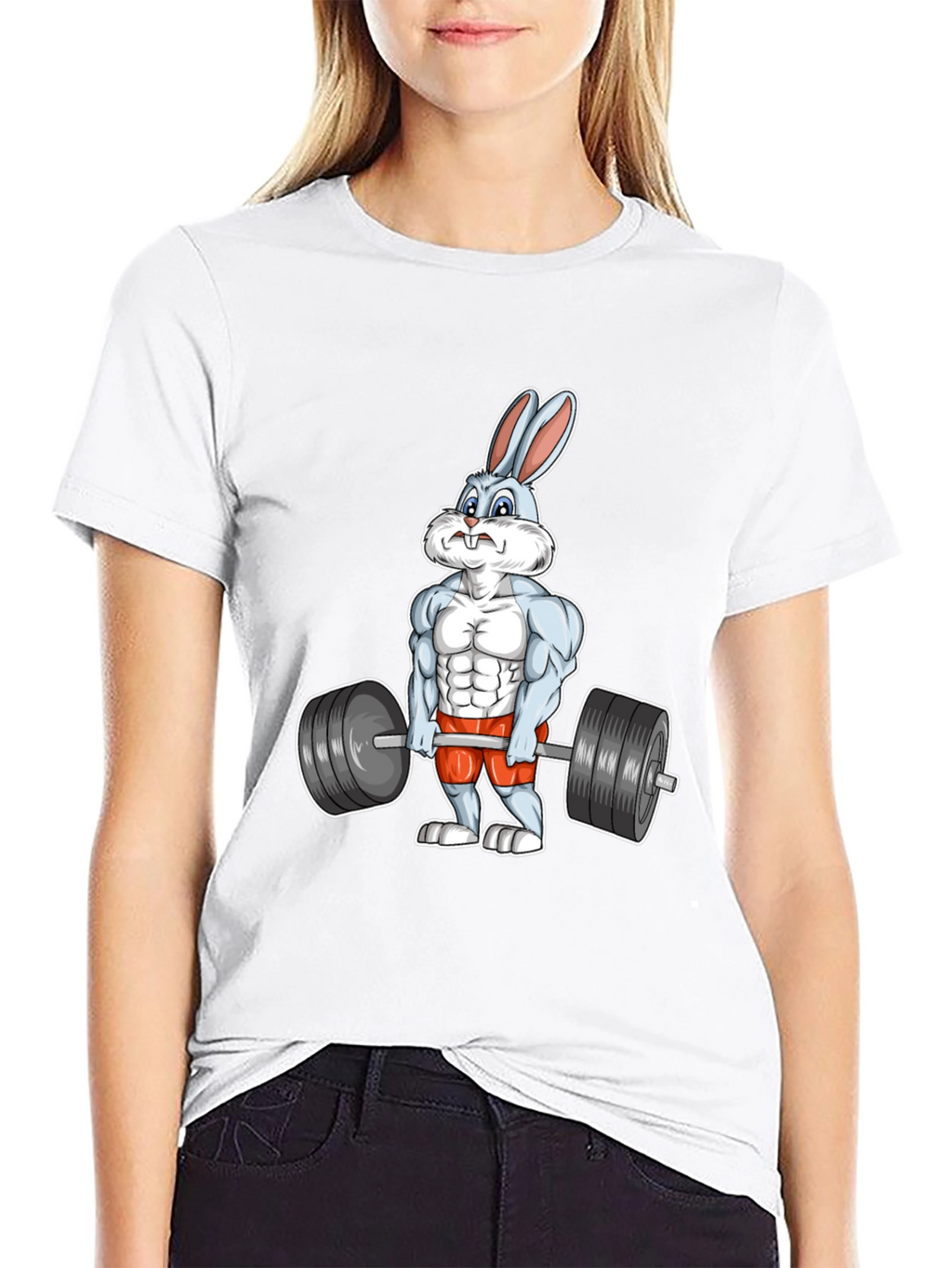 Workout Bunny Graphic T-Shirt - Black