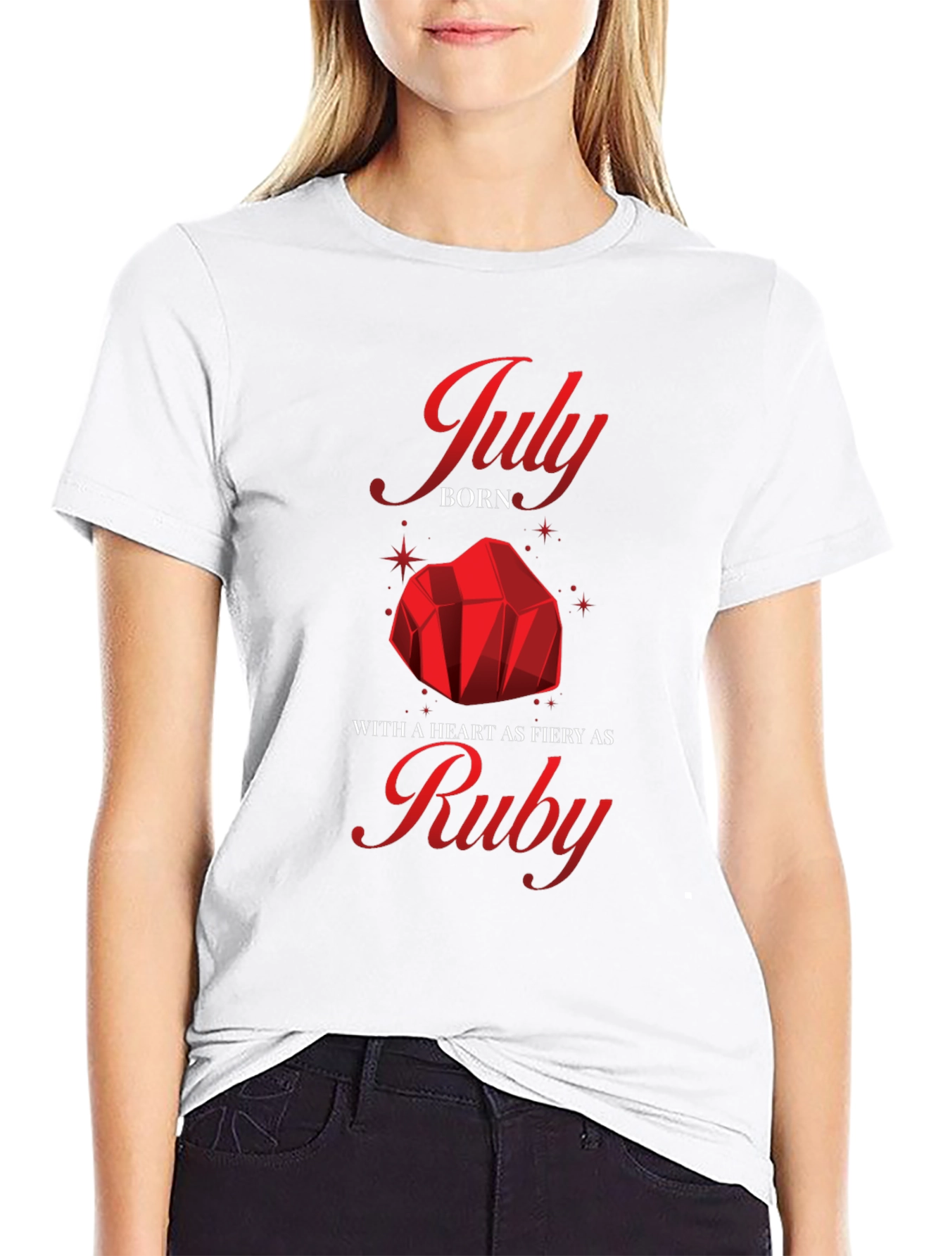 July Born Ruby Gemstone Graphic Tee