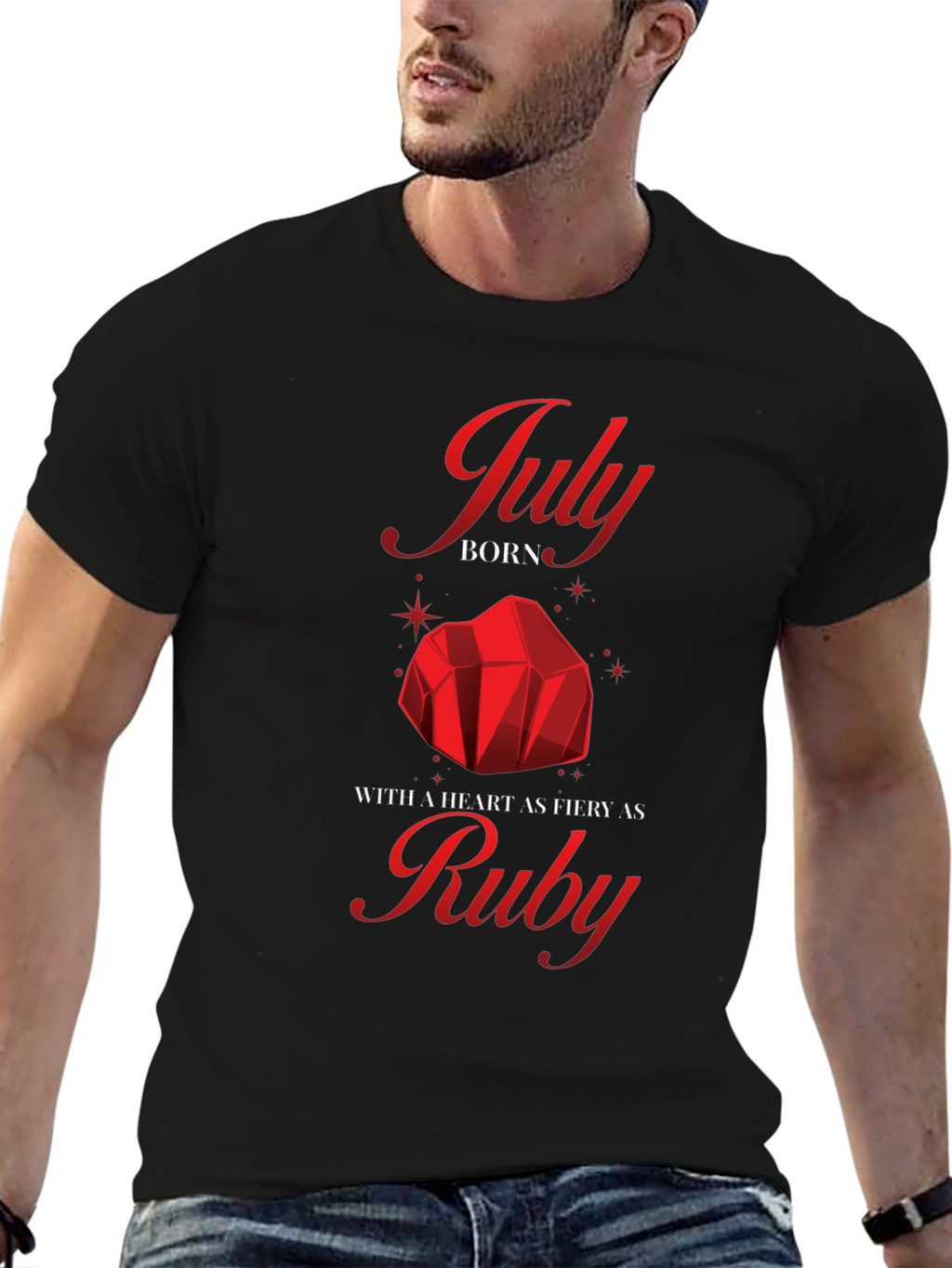 July Born Ruby Gemstone Graphic Tee