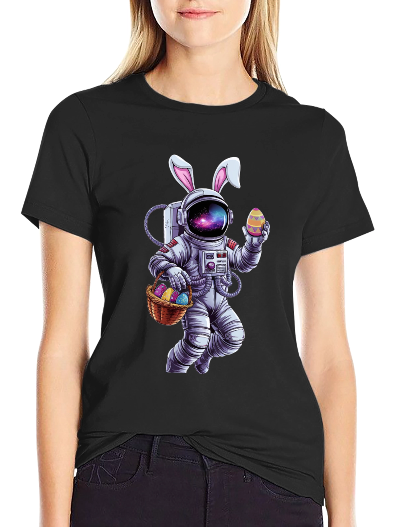 Easter Astronaut T-Shirt - Galaxy Bunny Space Tee