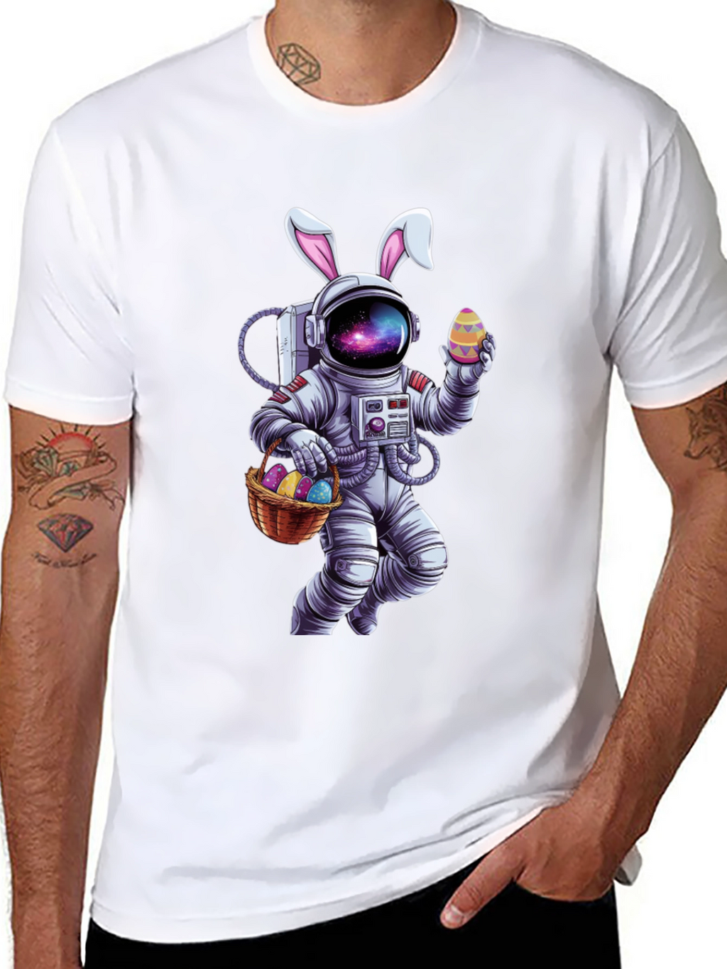 Easter Astronaut T-Shirt - Galaxy Bunny Space Tee