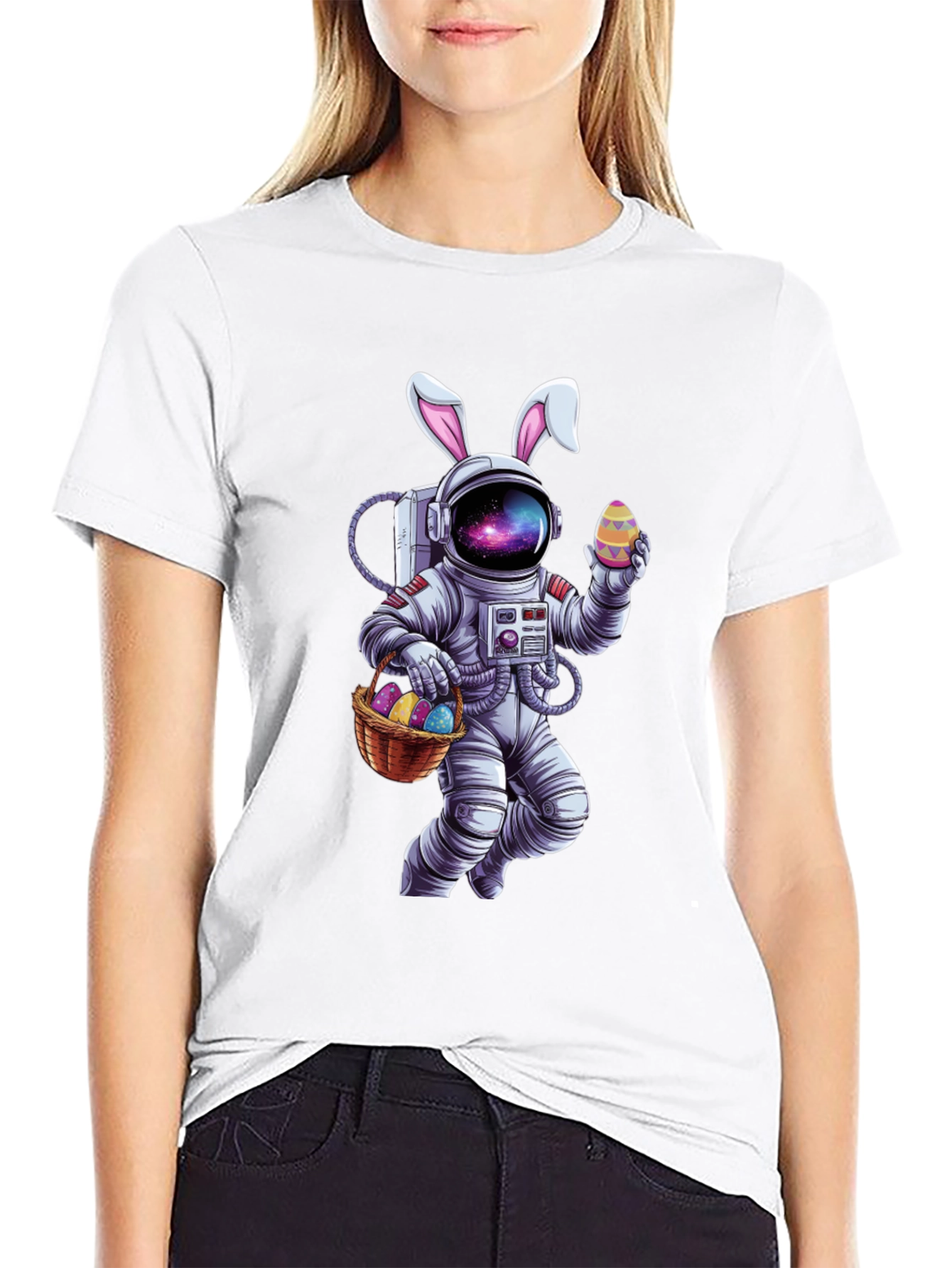 Easter Astronaut T-Shirt - Galaxy Bunny Space Tee