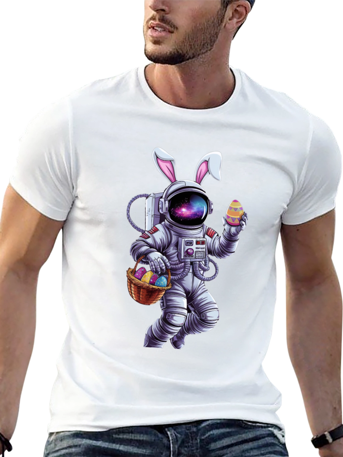 Easter Astronaut T-Shirt - Galaxy Bunny Space Tee