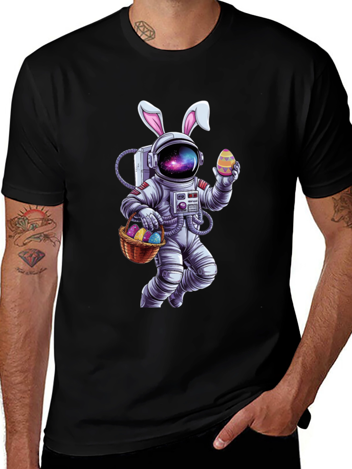 Easter Astronaut T-Shirt - Galaxy Bunny Space Tee